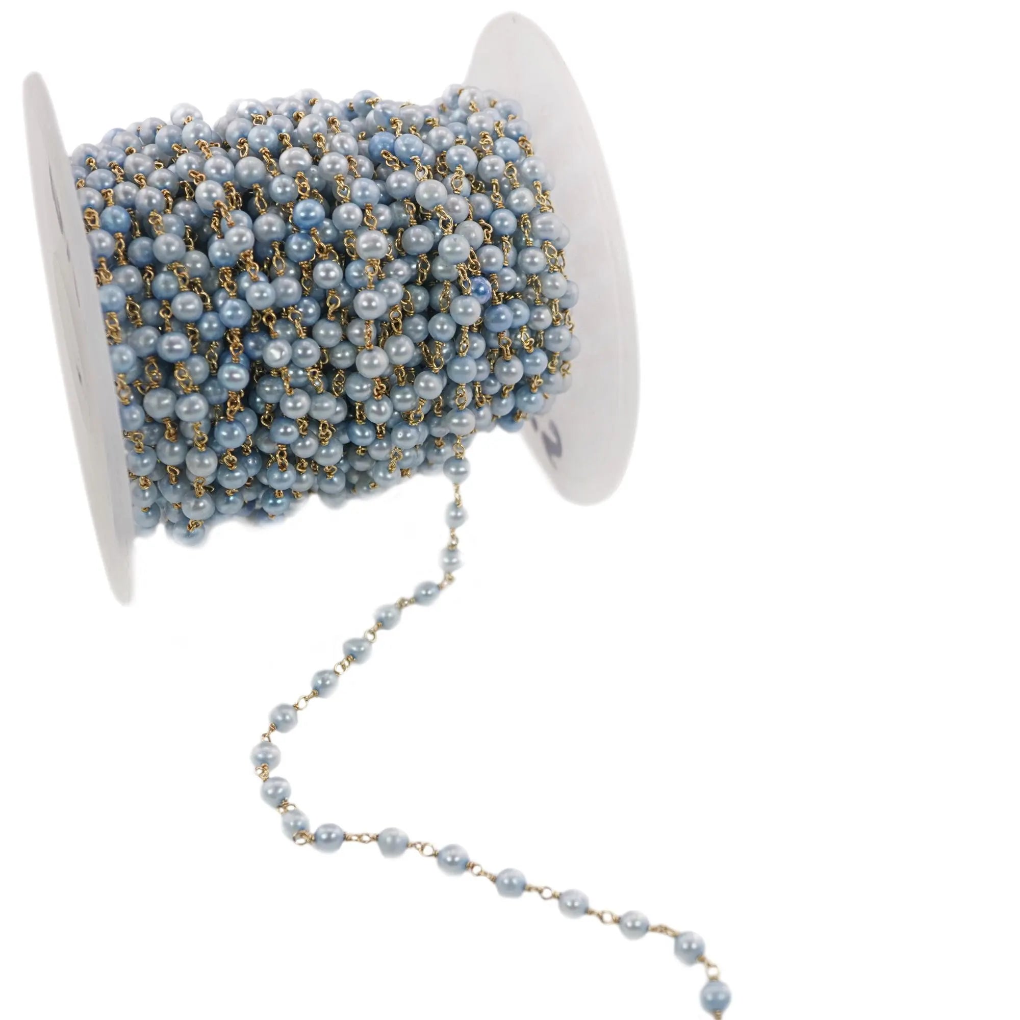 Blue chain wire wrapped beads