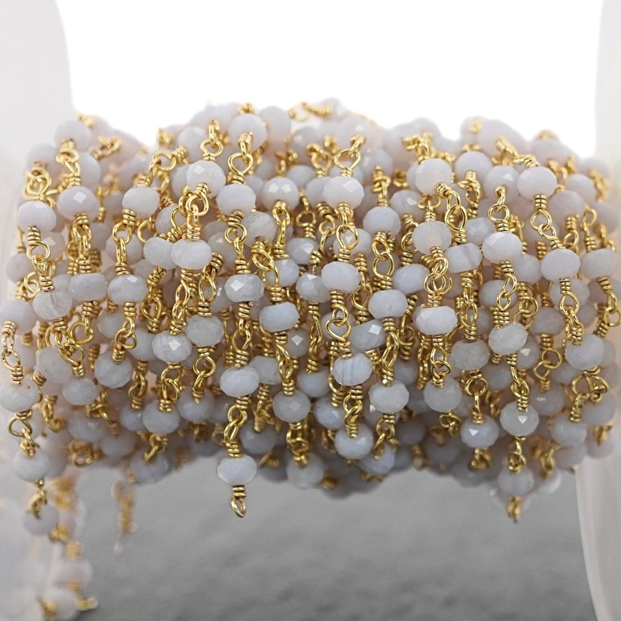 3.5mm agate rondelle beads chain