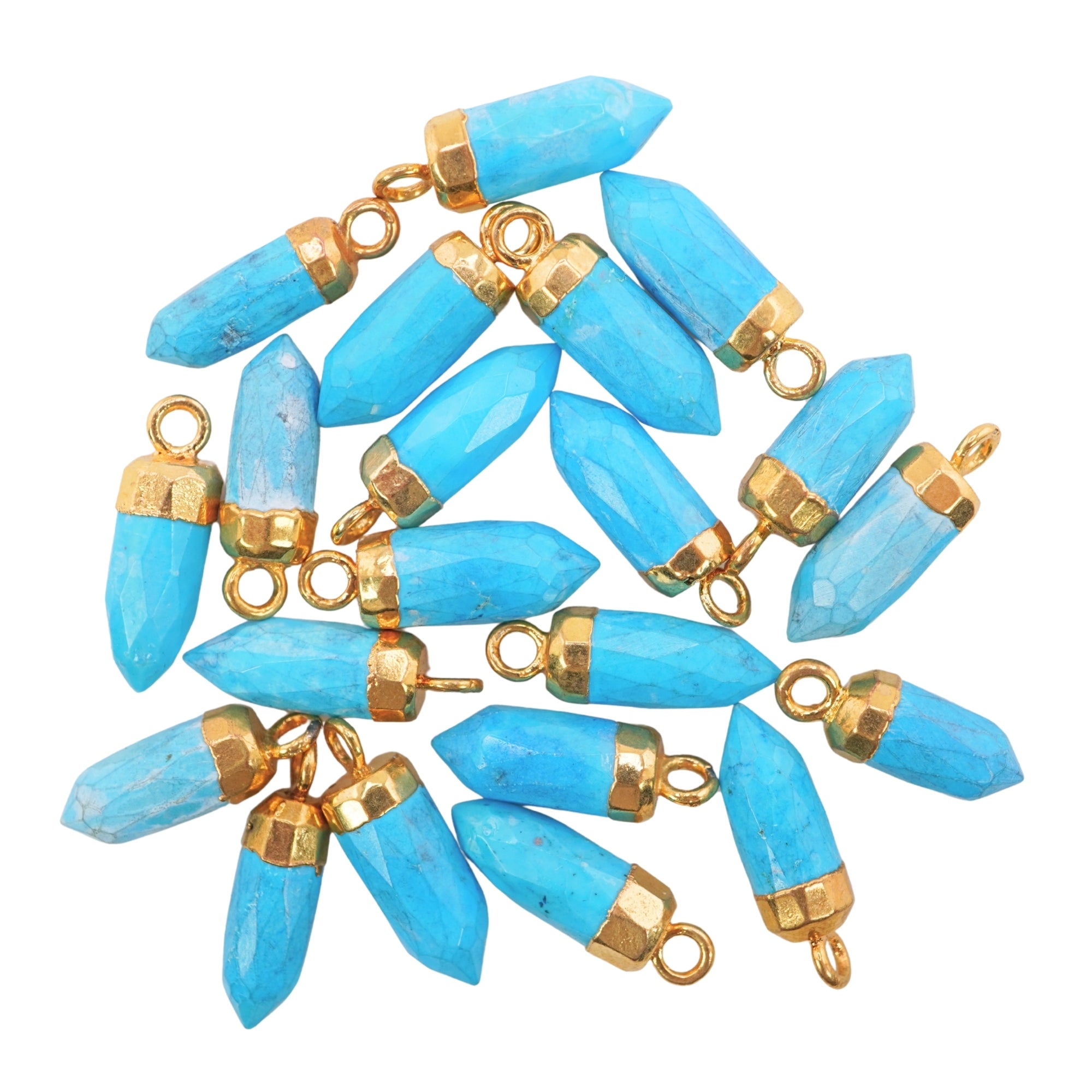 Howlite Bullet Shape Gold Electroplated Pendant