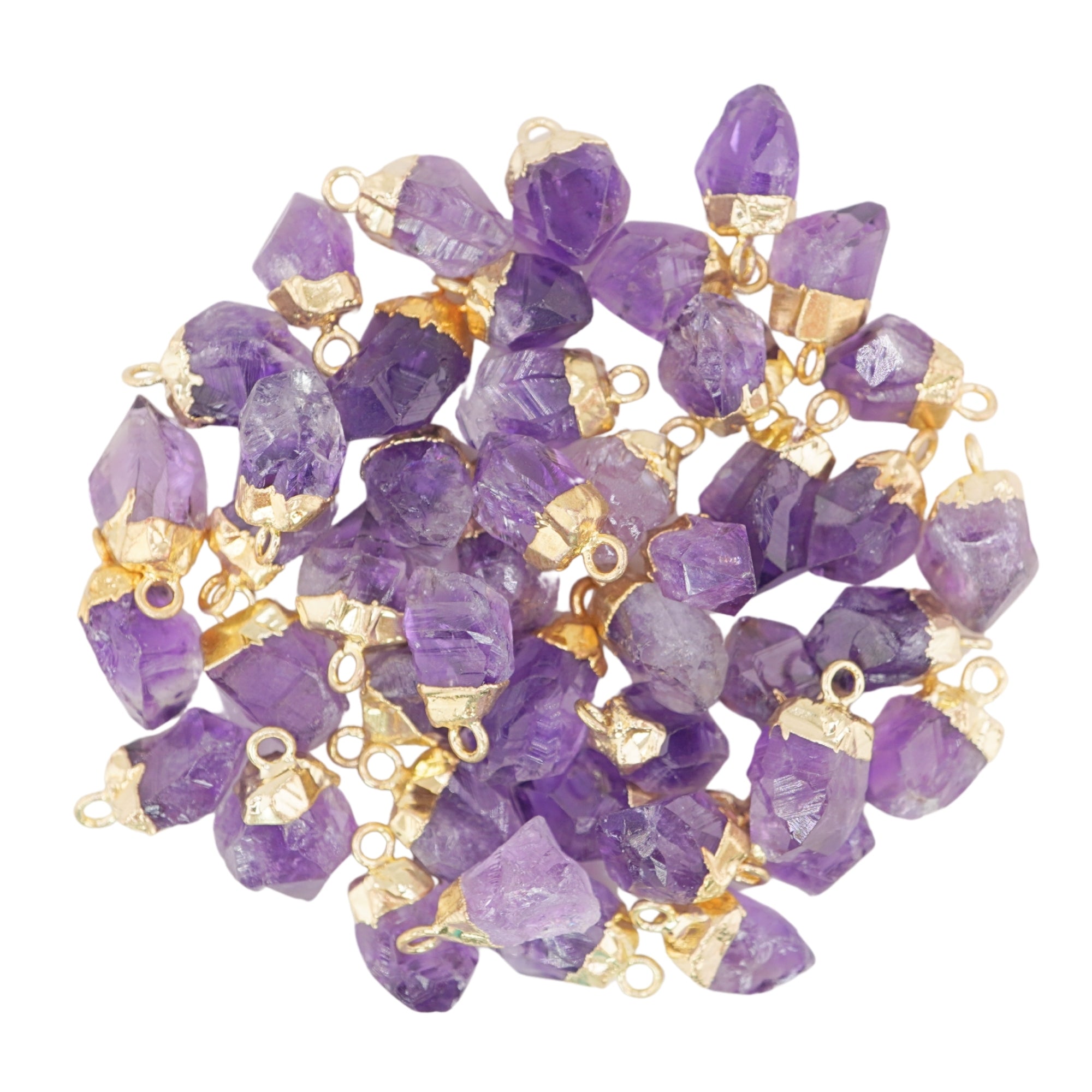 Amethyst Rough Shape Gold Electroplated Pendant