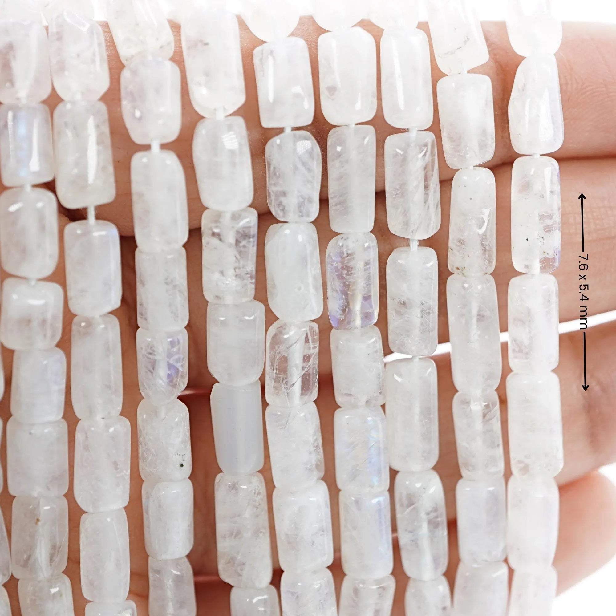 Barrel beads rainbow moonstone strand