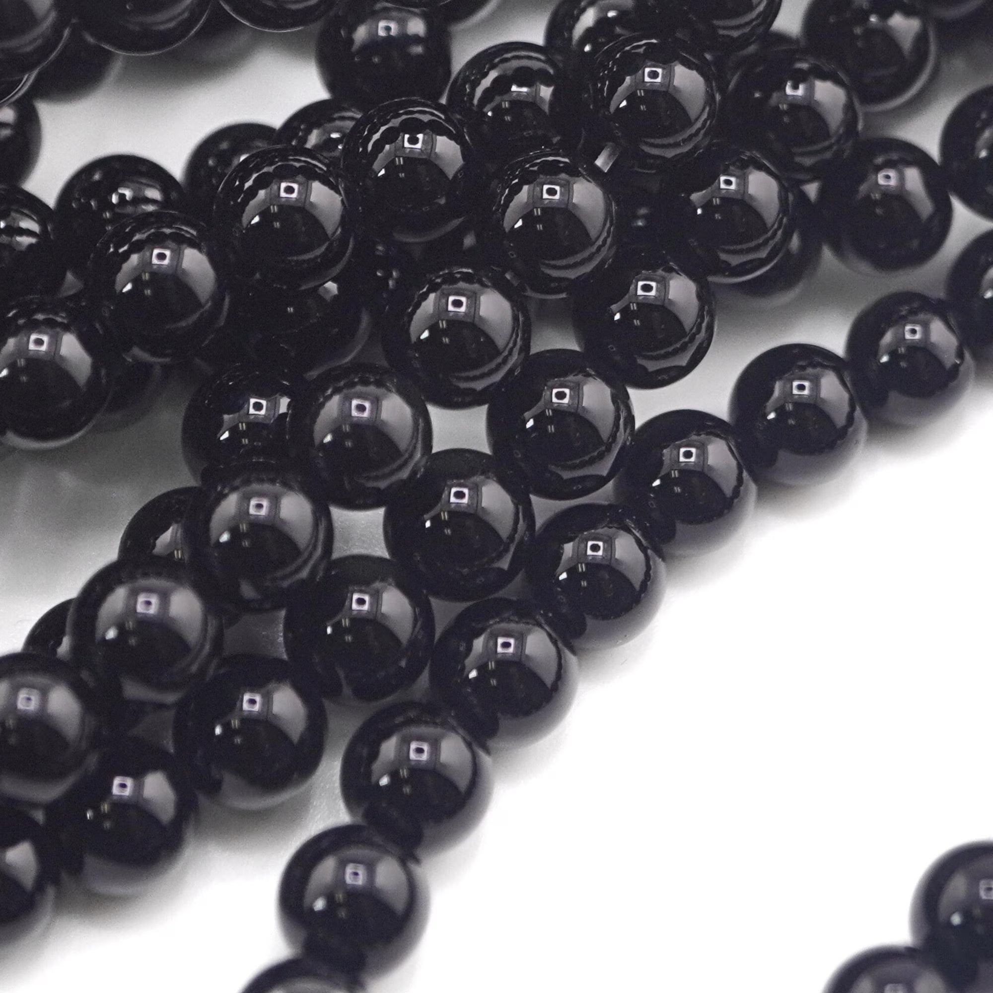 Black Agate Round Shape Gemstone Strand Beads