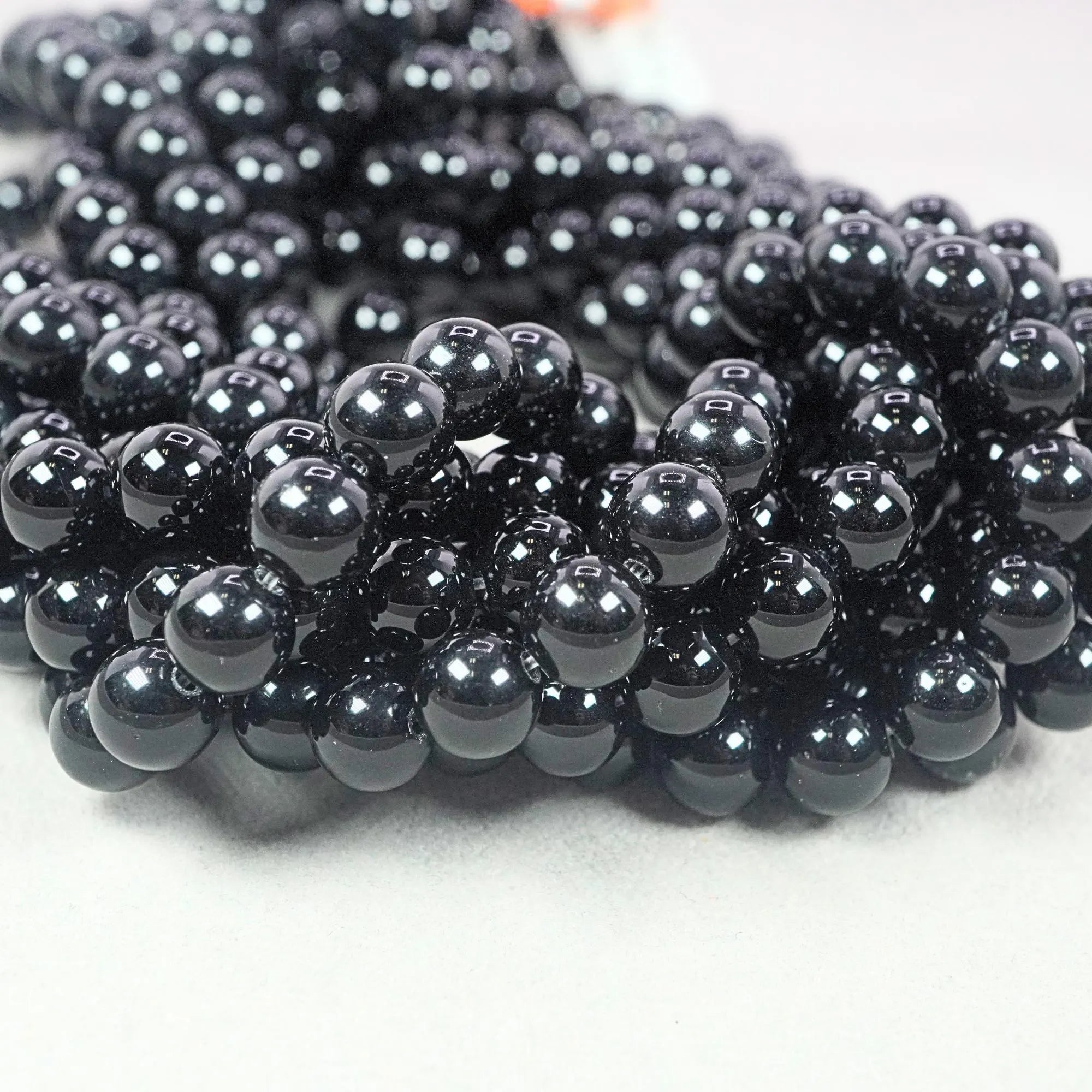 Black Agate Round Shape Smooth Cutting 8mm Gemstone Beads for Jewelry Making