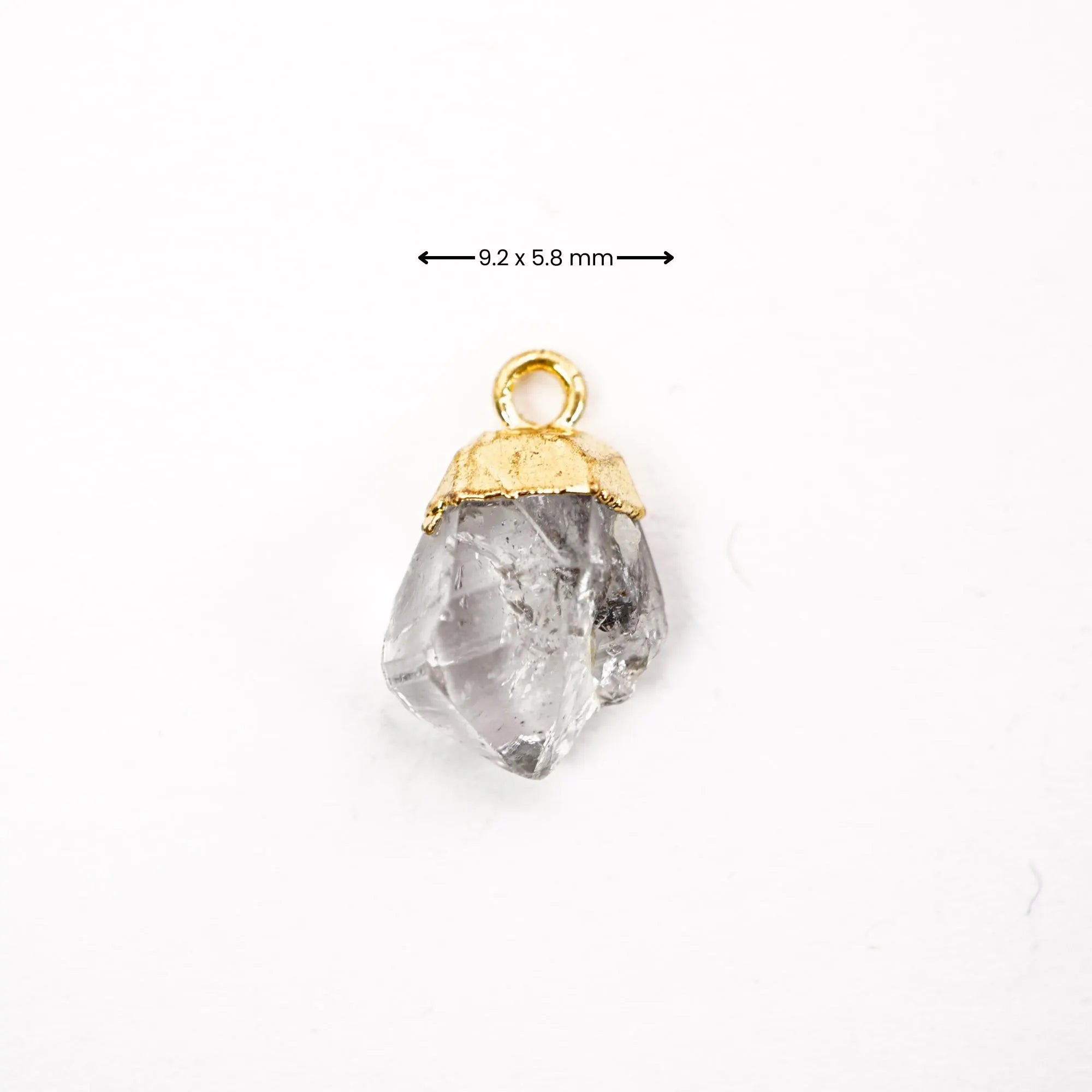 Black Rutile Quartz Rough Gemstone Gold Electroplated Charm Pendant