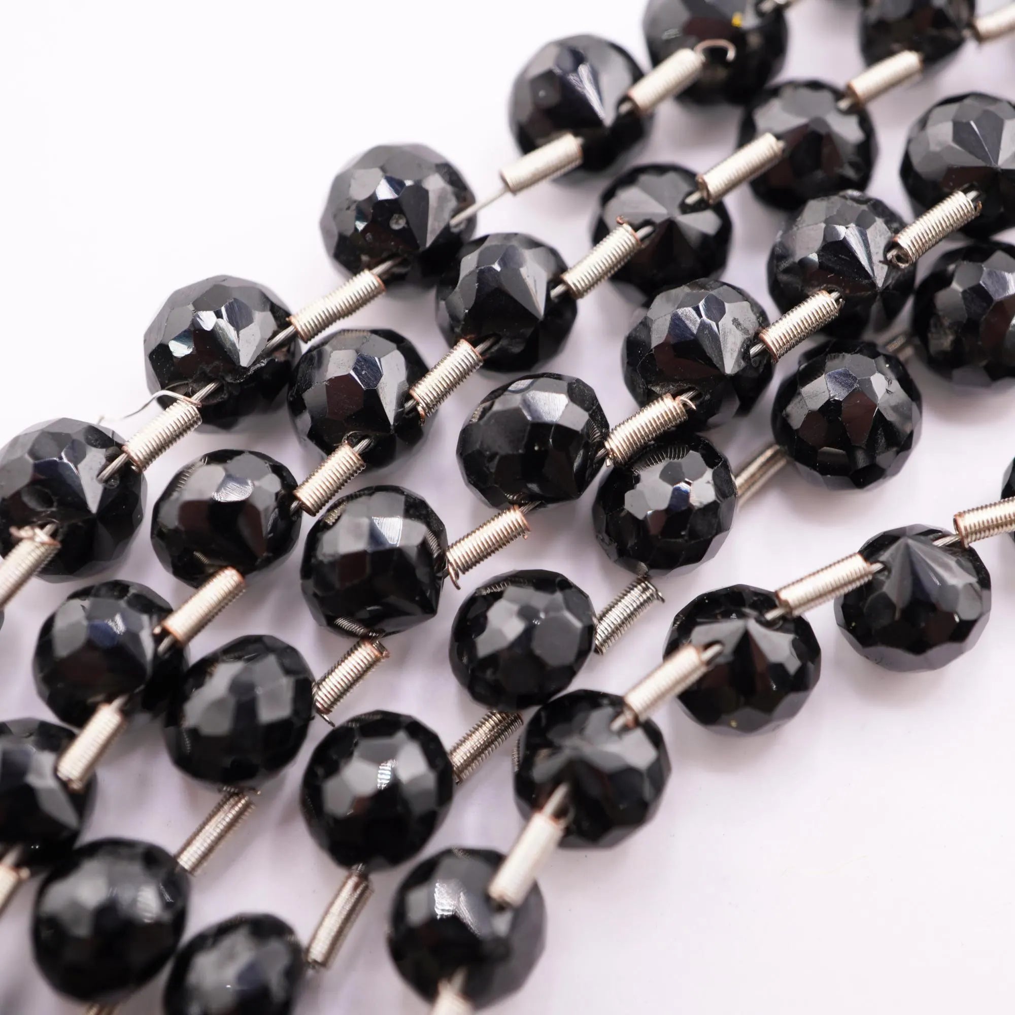 Black Spinel Faceted Onion Shape Gemstone Strand Beads