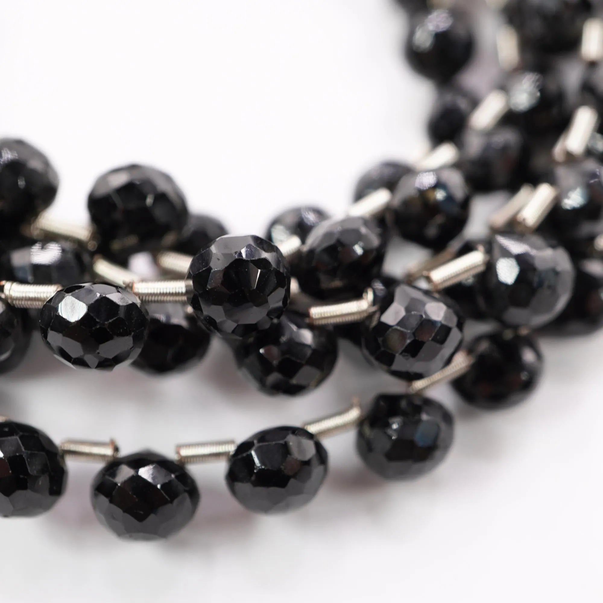 Black Spinel Faceted Onion Shape Gemstone Strand Beads