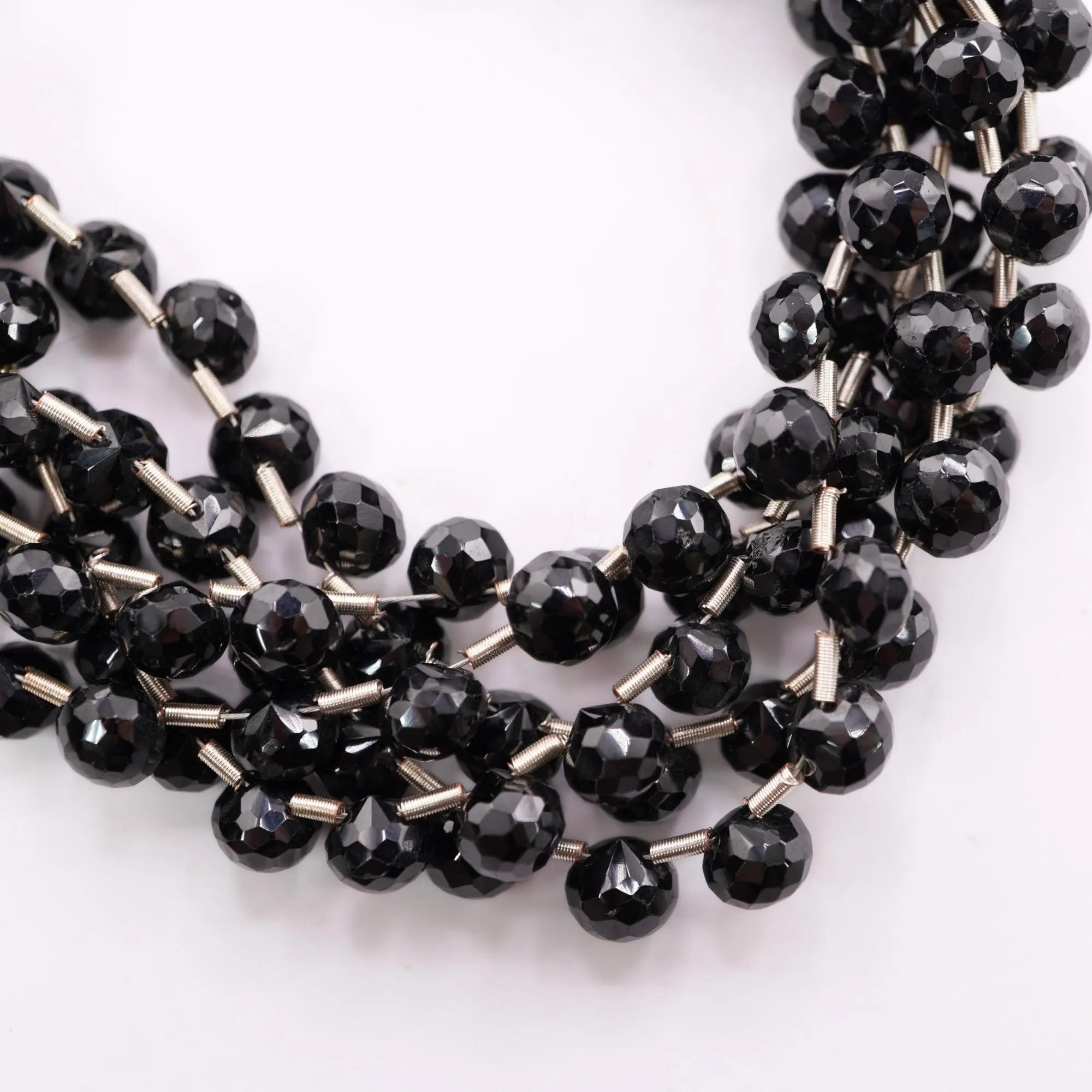 Black Spinel Faceted Onion Shape Gemstone Strand Beads