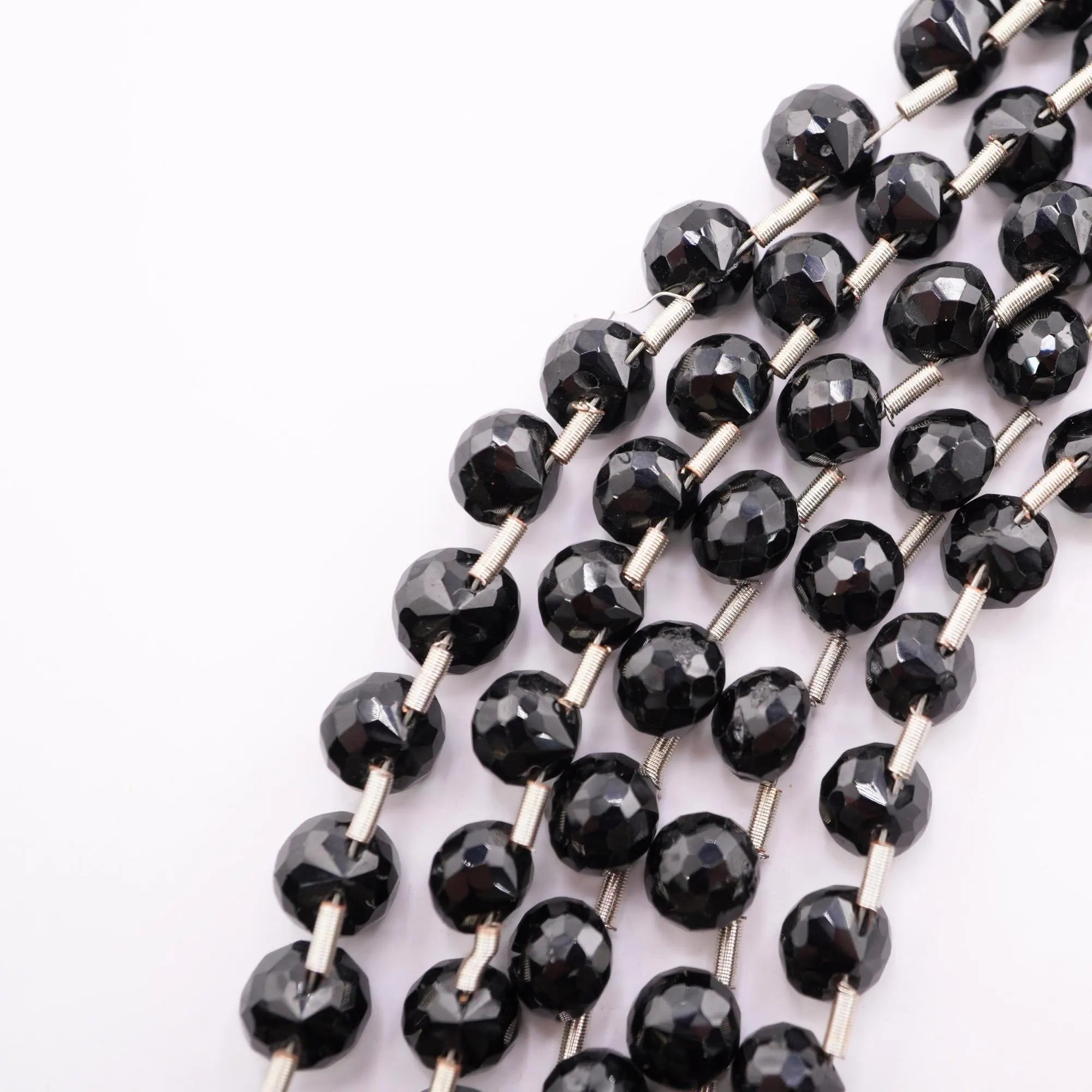 Black Spinel Faceted Onion Shape Gemstone Strand Beads