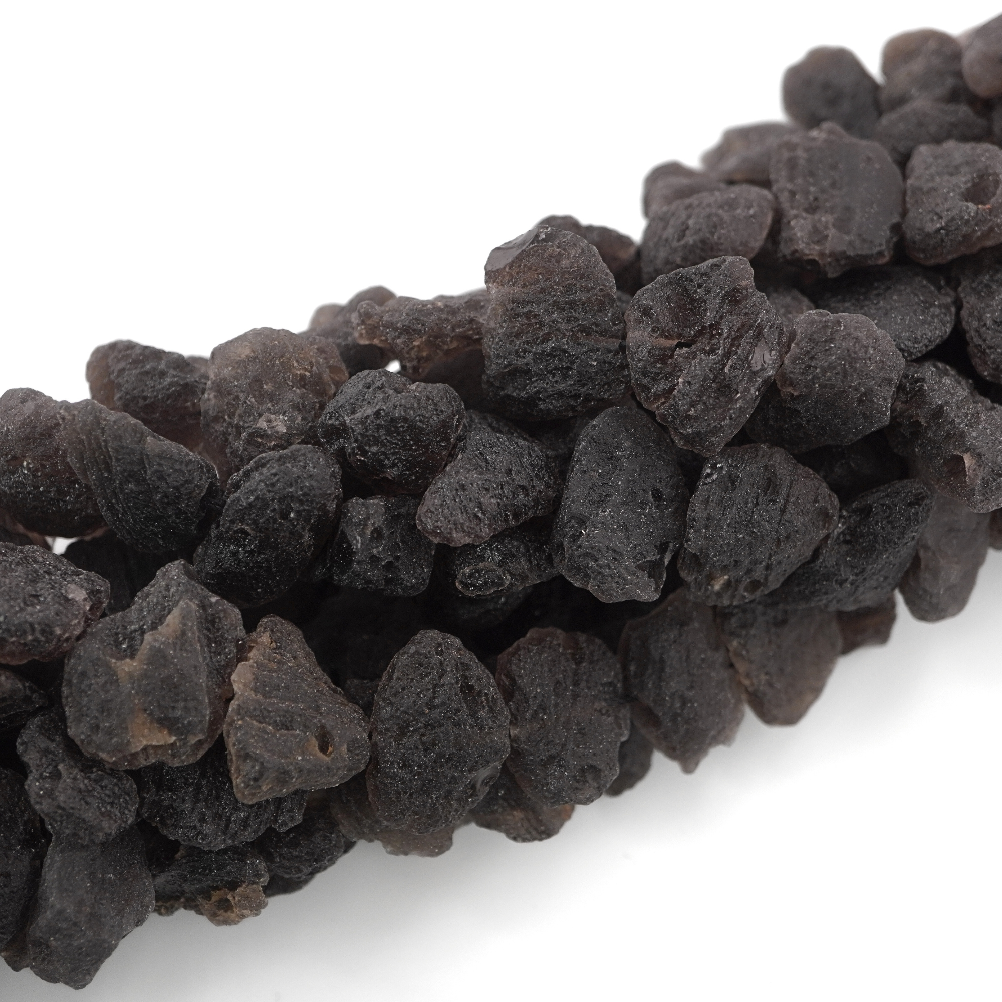 Black Tektite Side Drill Nugget Shape Gemstone Strand Beads