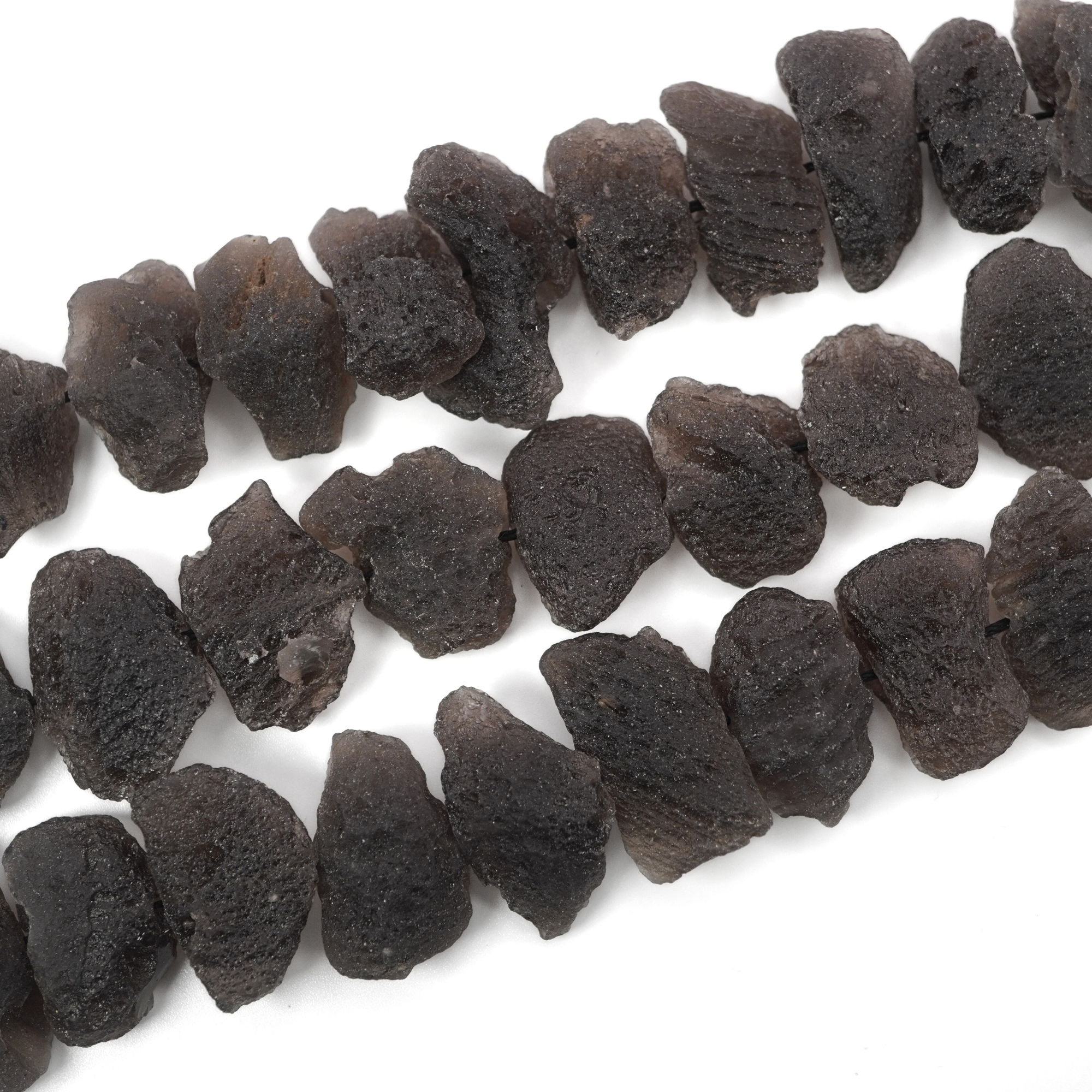 Black Tektite Side Drill Nugget Shape Gemstone Strand Beads
