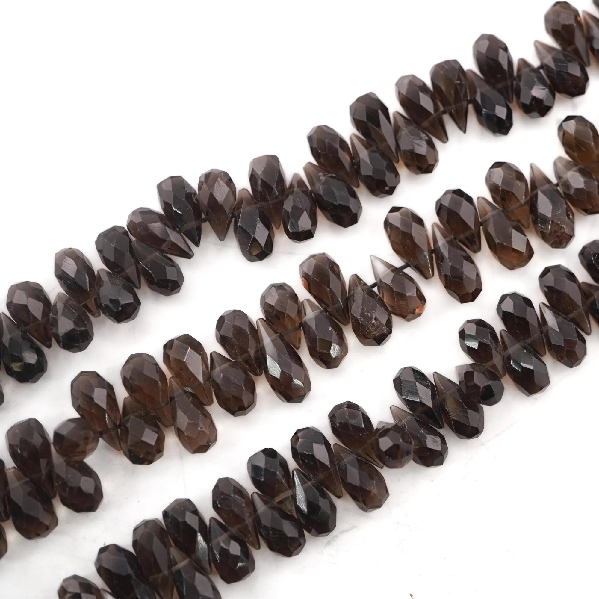 Smokey Quartz Faceted Teardrop Shape Gemstone Strand Beads