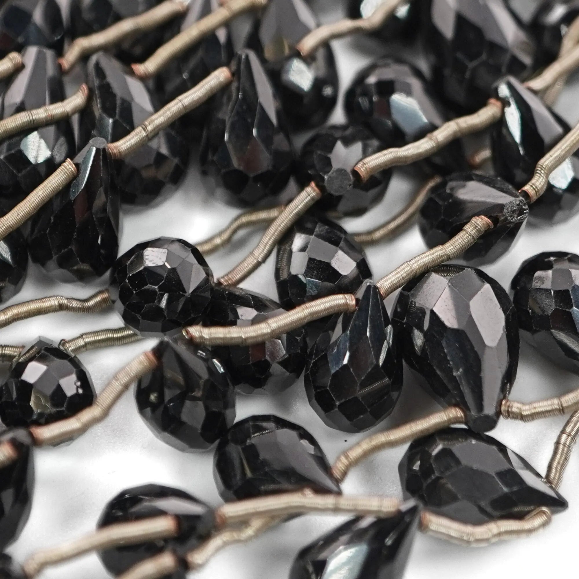 Black Onyx Faceted Teardrop Shape Gemstone Strand Beads