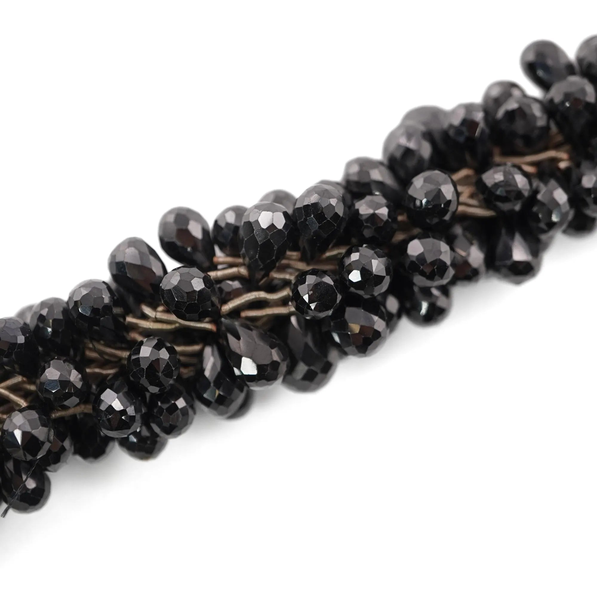 Black Onyx Faceted Teardrop Shape Gemstone Strand Beads