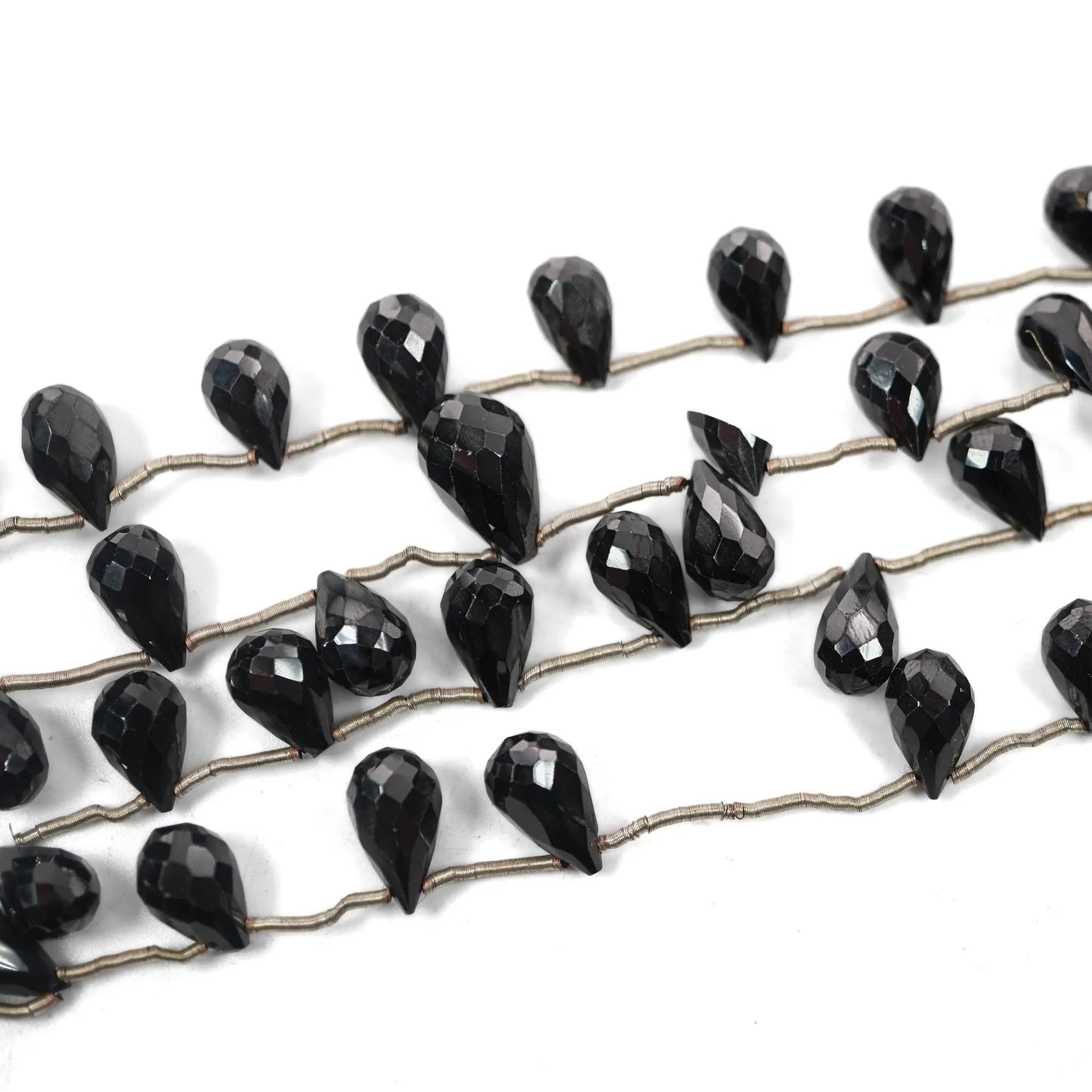 Black Onyx Faceted Teardrop Shape Gemstone Strand Beads