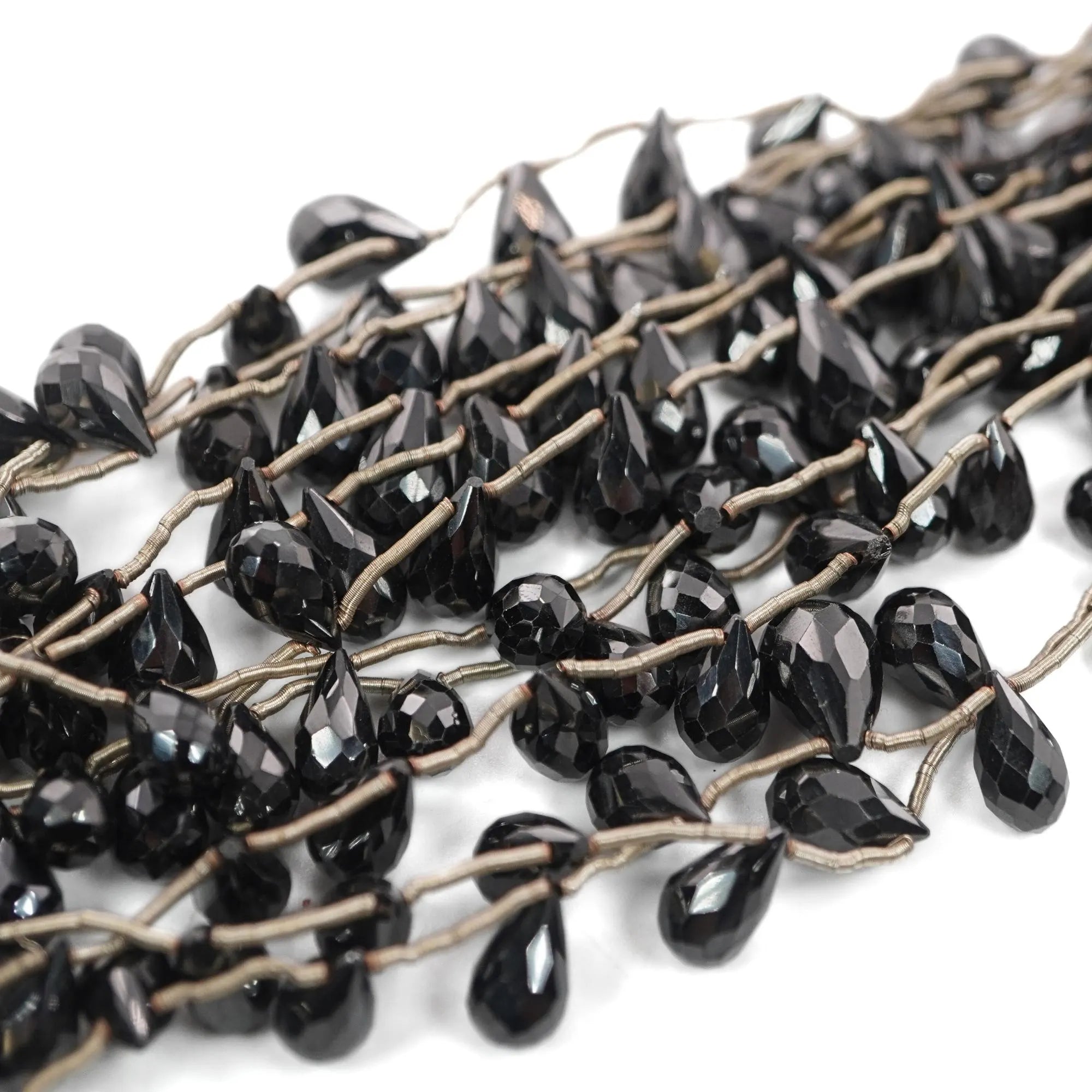 Black Onyx Faceted Teardrop Shape Gemstone Strand Beads
