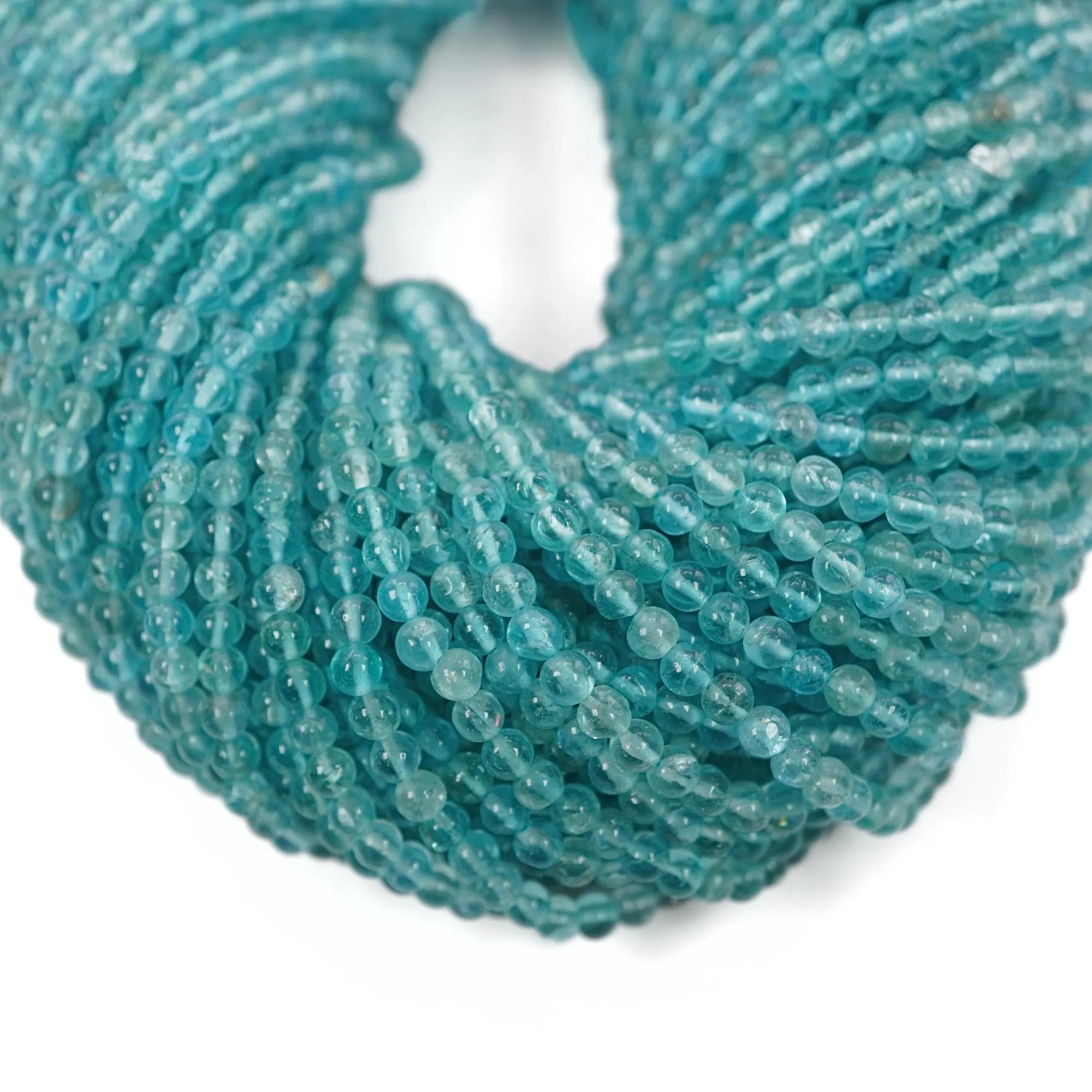 Blue Apatite Smooth Rondelle Shape Gemstone Strand Beads