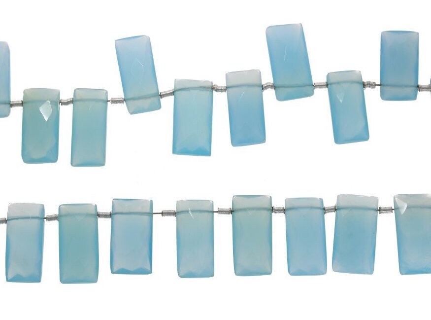 Blue Chalcedony Faceted Rectangle Shape Gemstone Strand Beads