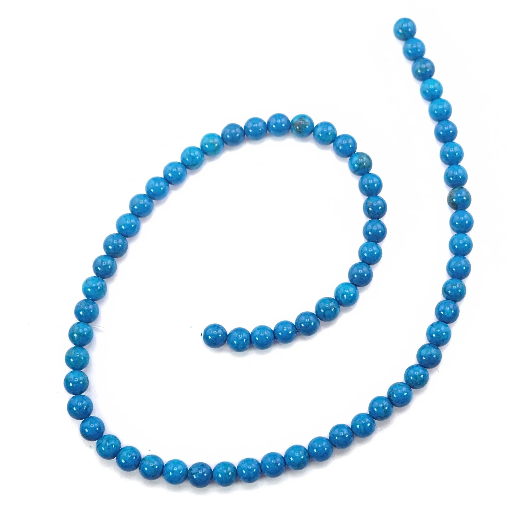 Blue Howlite (Dyed) Smooth Round Shape Gemstone Beads For Jewelry Making, 6mm Beads 15 inches Strand