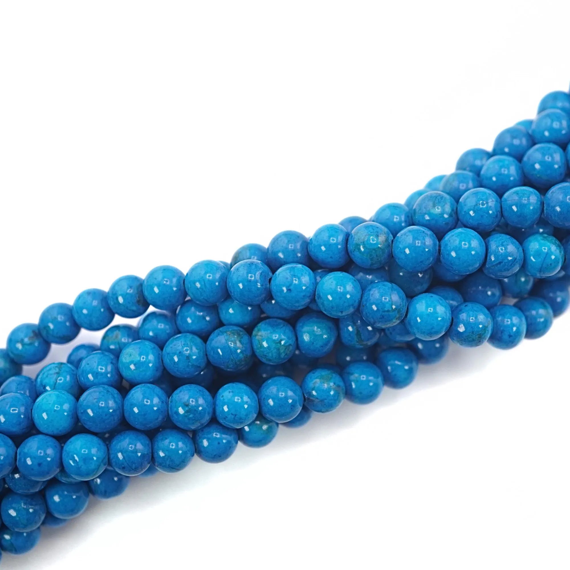 Blue Howlite (Dyed) Smooth Round Shape Gemstone Beads For Jewelry Making, 6mm Beads 15 inches Strand
