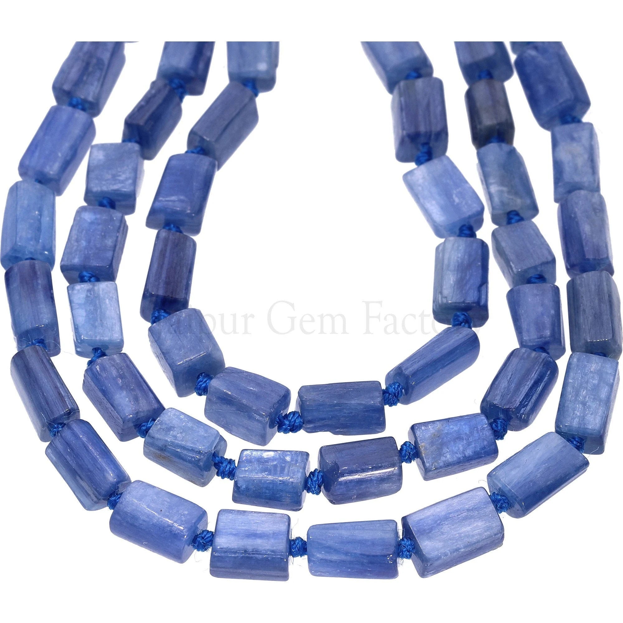 Blue Kyanite Smooth Nugget Rectangle Shape Gemstone Beads Strand
