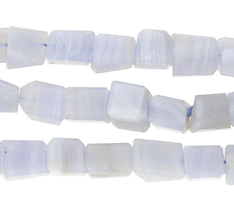 Blue Lace Agate Step Cut Nuggets Shape Gemstone Strand Beads