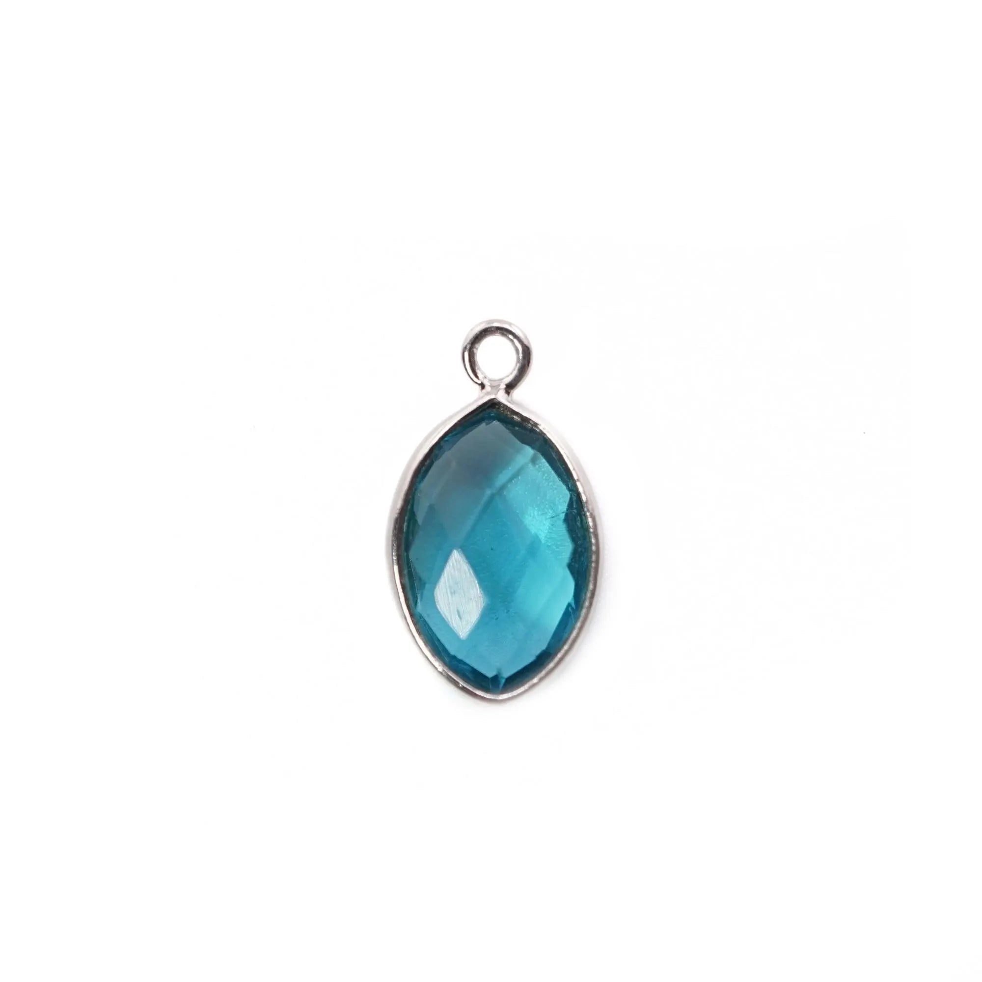 Blue Topaz Marquise Shape Gemstone Sterling Silver Bezel Finding Charm Pendant