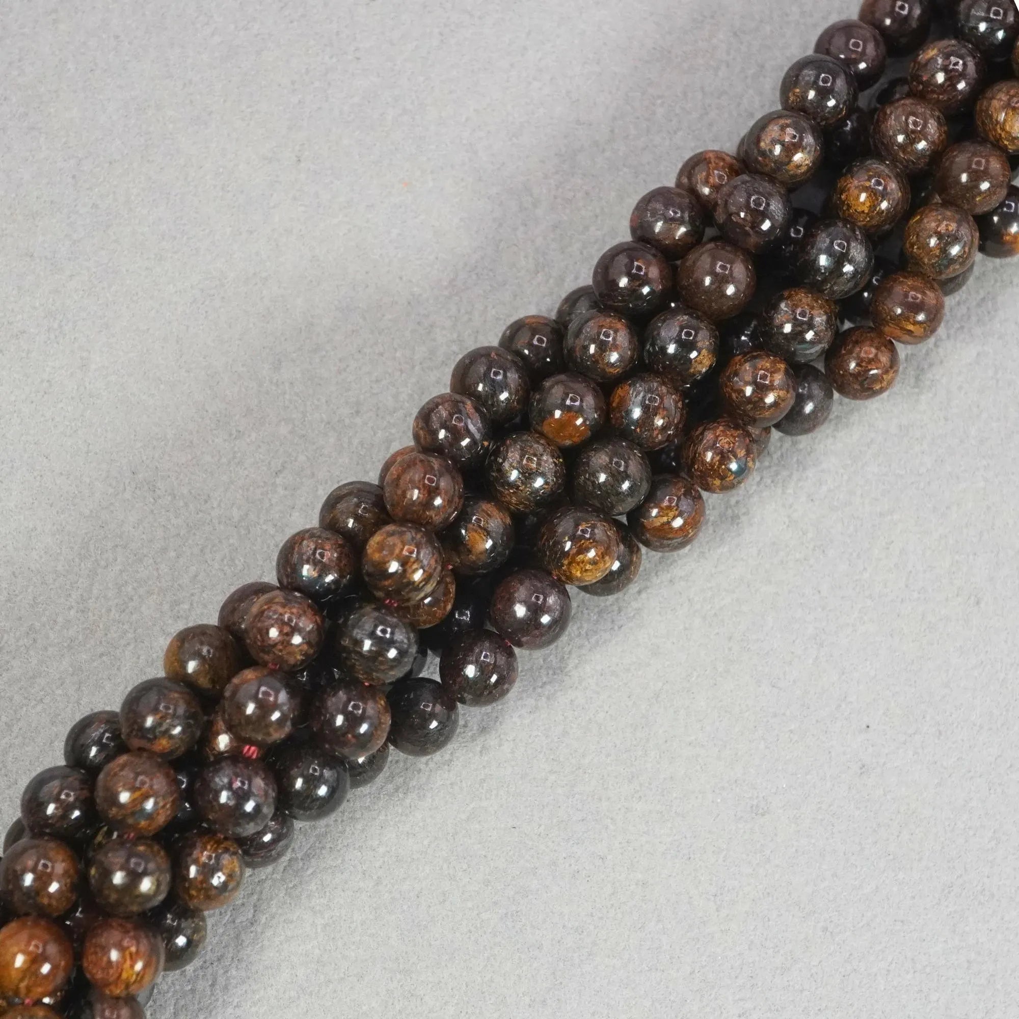 Brown Bronzite Smooth Round Shape Gemstone Strand Beads
