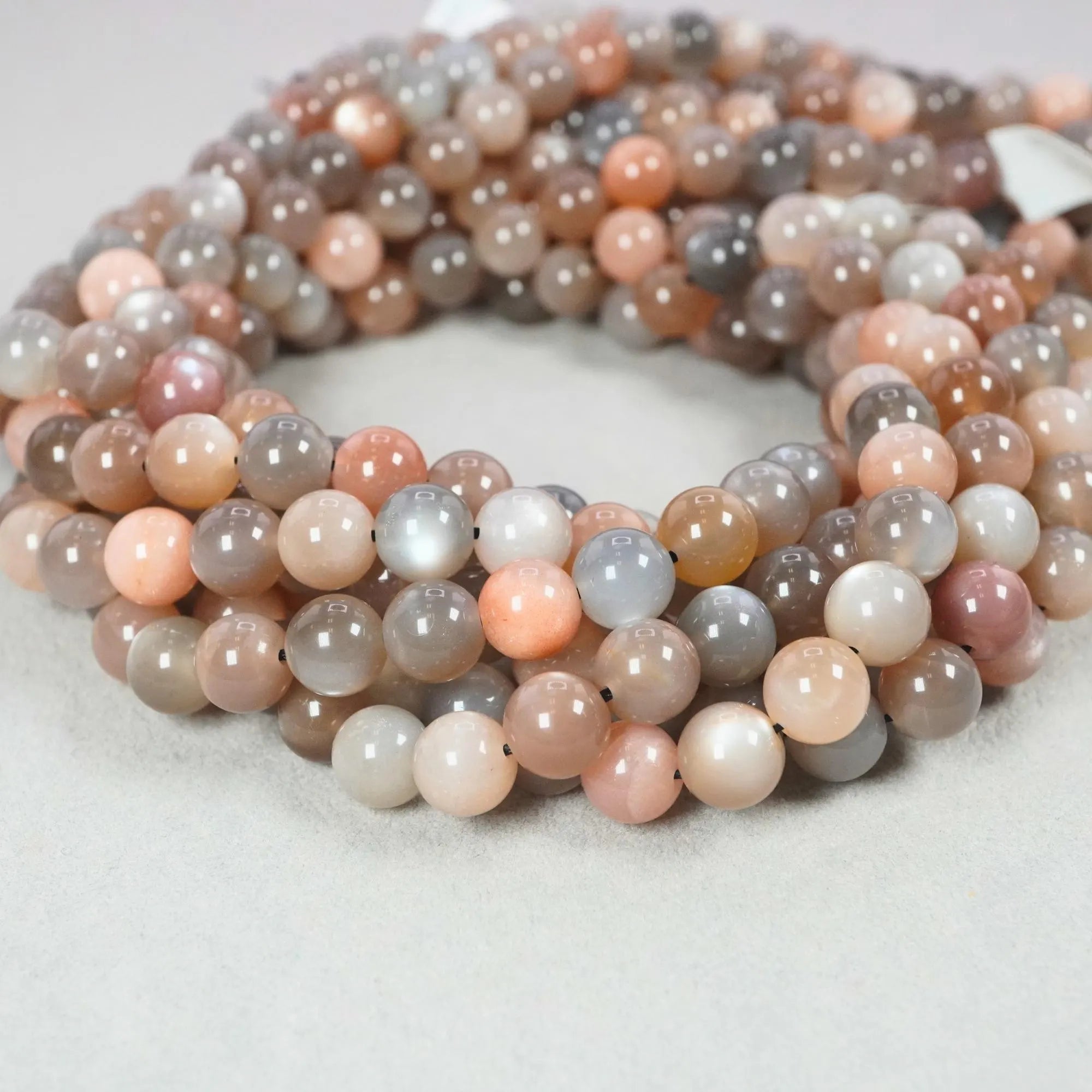 Brown Mix Moonstone Smooth Round Shape Gemstone Beads For Jewelry Making