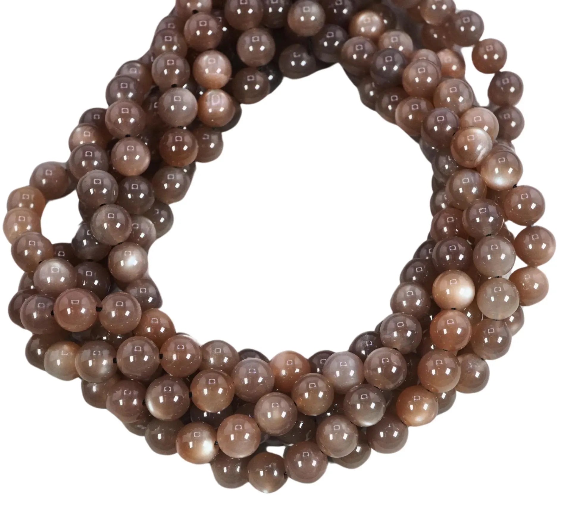 Brown Moonstone Smooth Round Shape Gemstone Beads For Jewelry Making