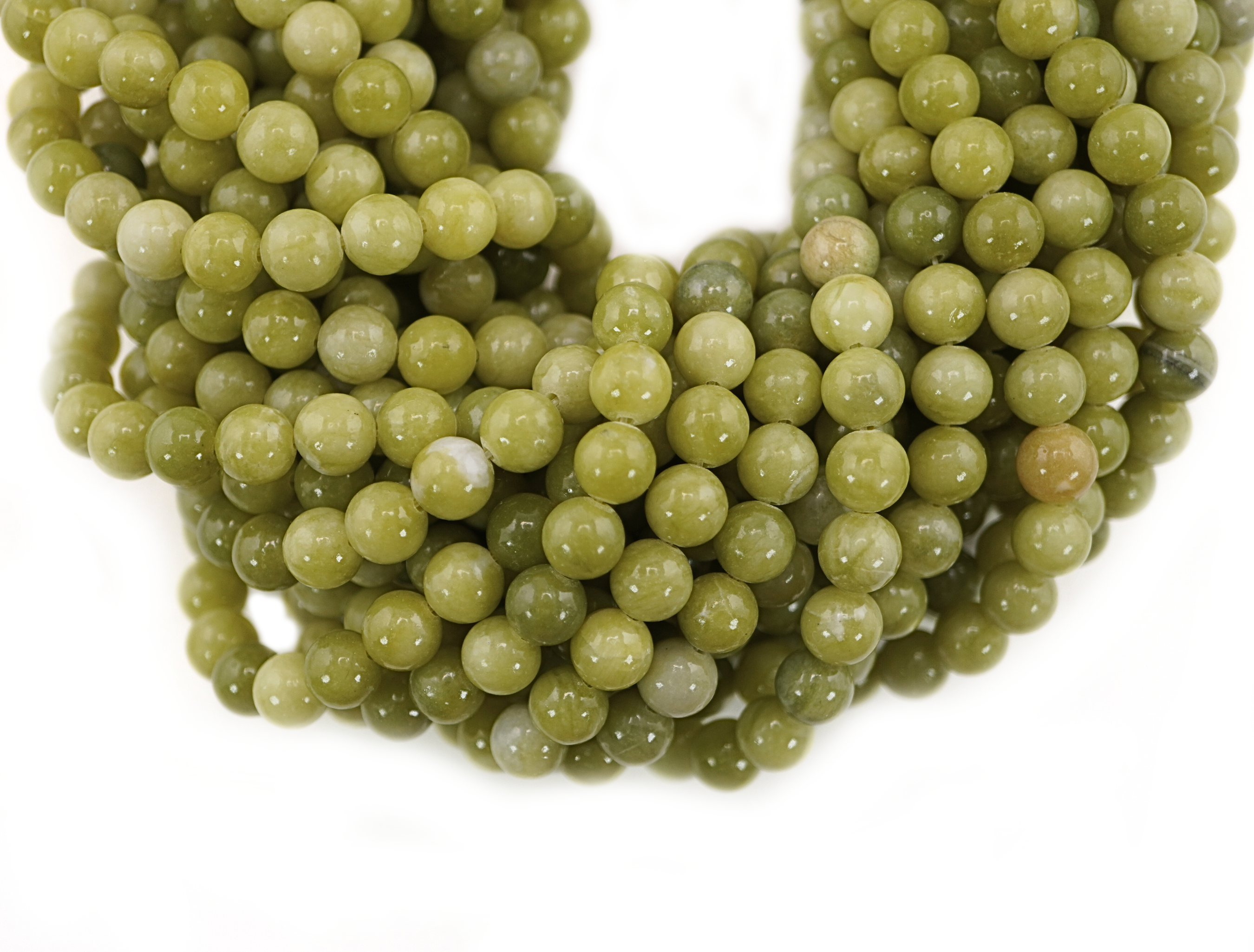Green Serpentine Smooth Round Shape Gemstone Strand Beads