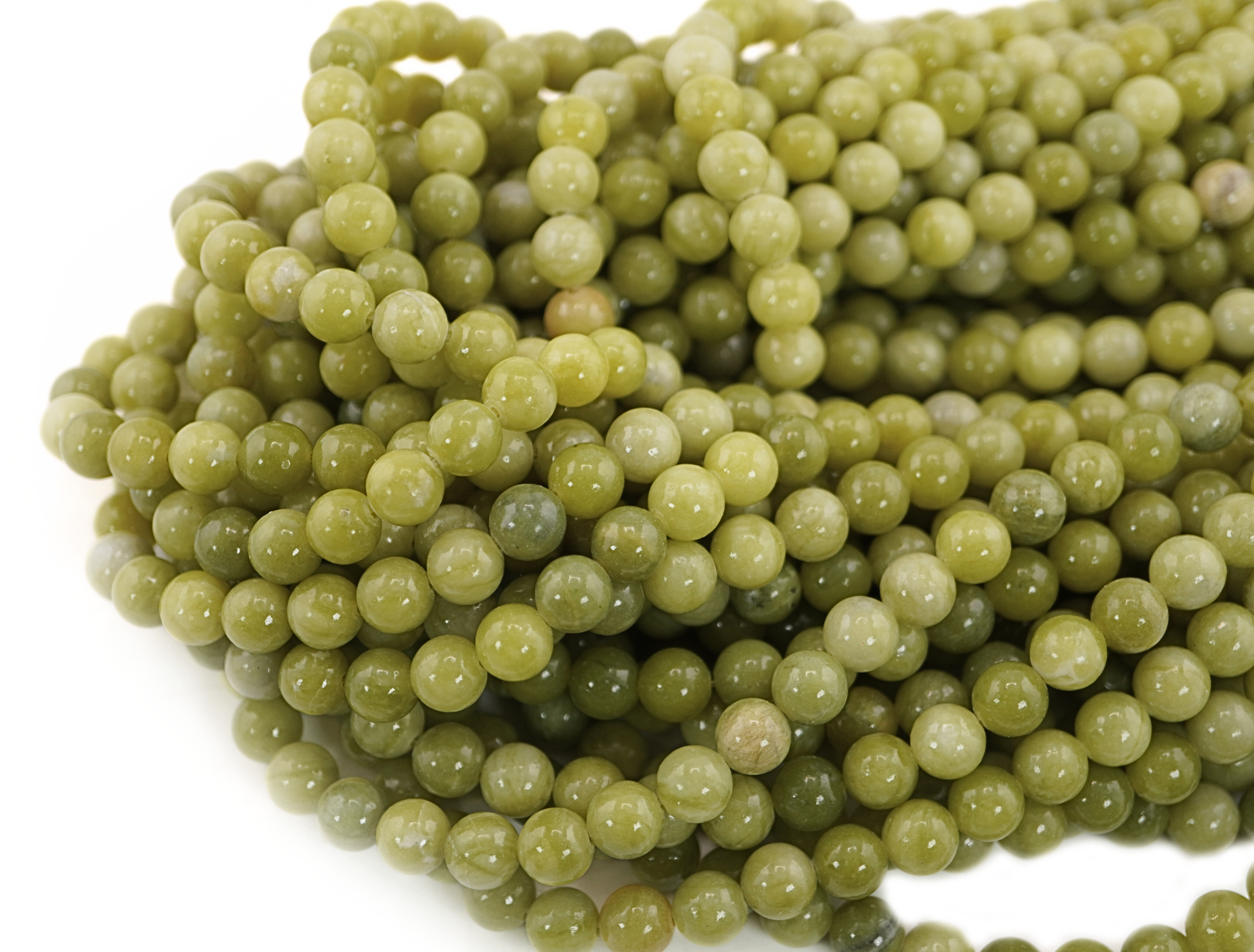 Green Serpentine Smooth Round Shape Gemstone Strand Beads