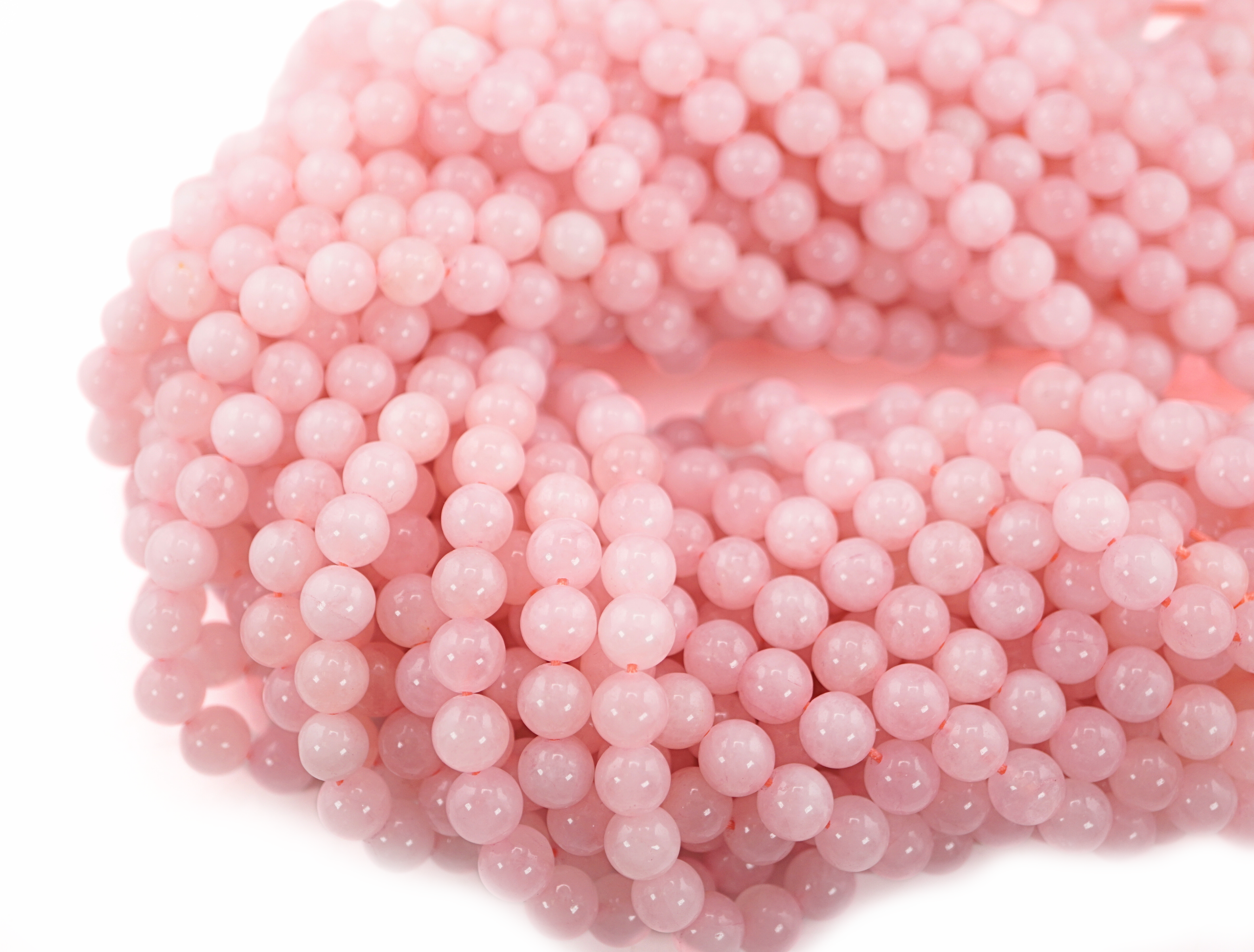 Rose Quartz Smooth Round Shape Gemstone Strand Beads