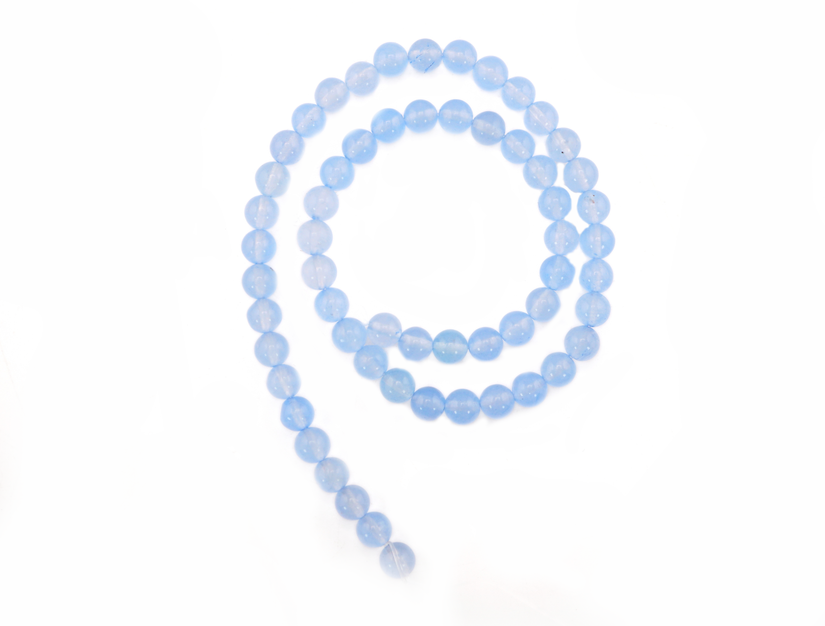 Aqua Blue Agate Faceted Round Shape Gemstone Strand Beads