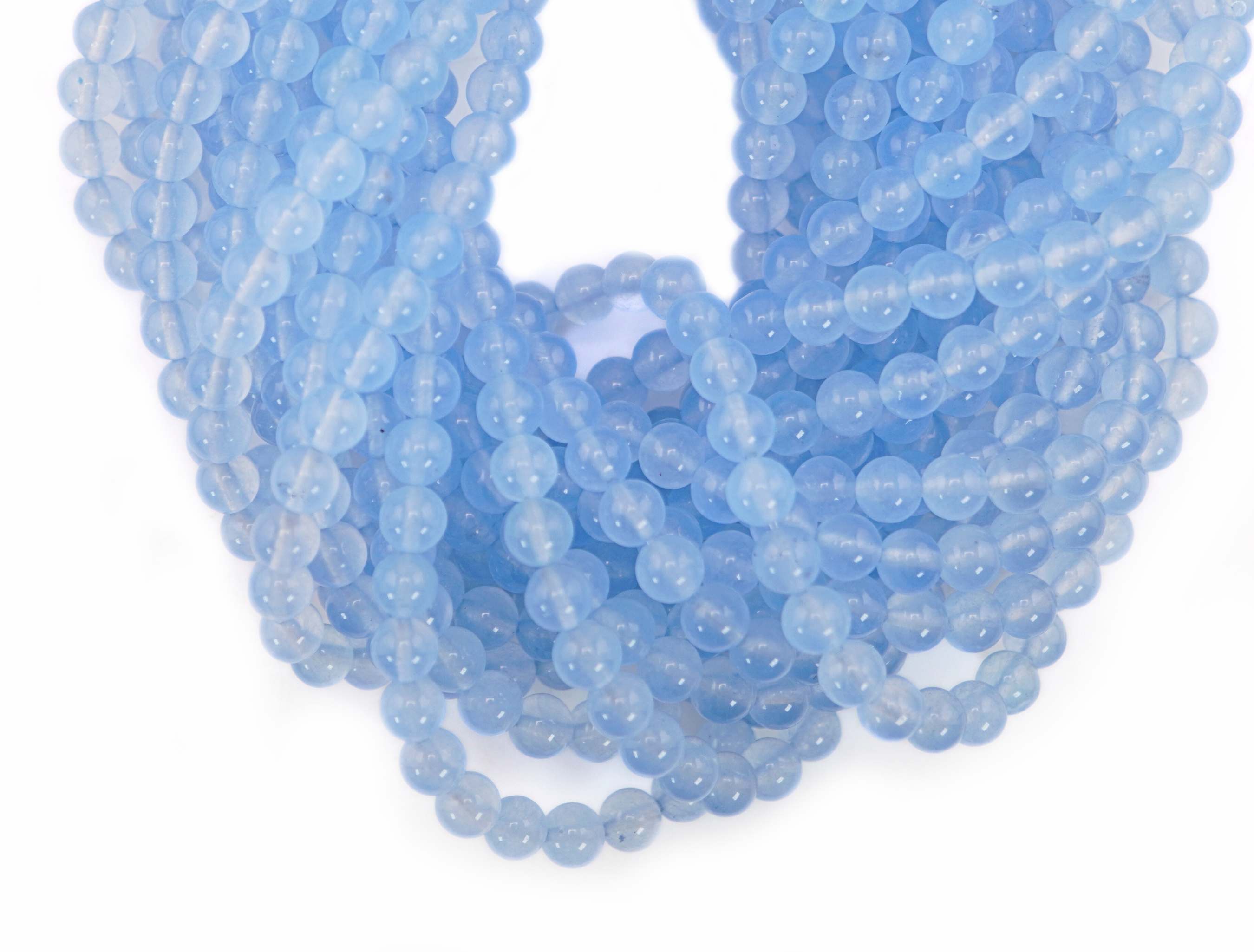 Aqua Blue Agate Faceted Round Shape Gemstone Strand Beads