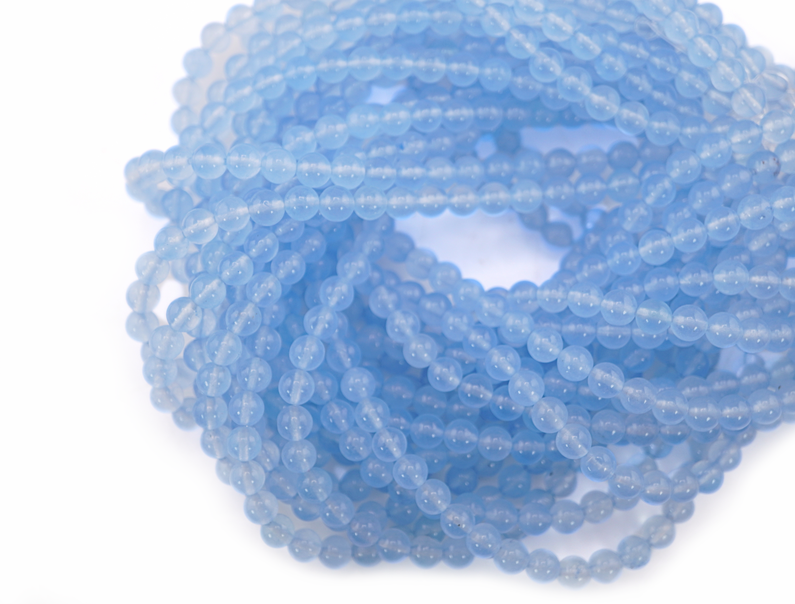 Aqua Blue Agate Faceted Round Shape Gemstone Strand Beads