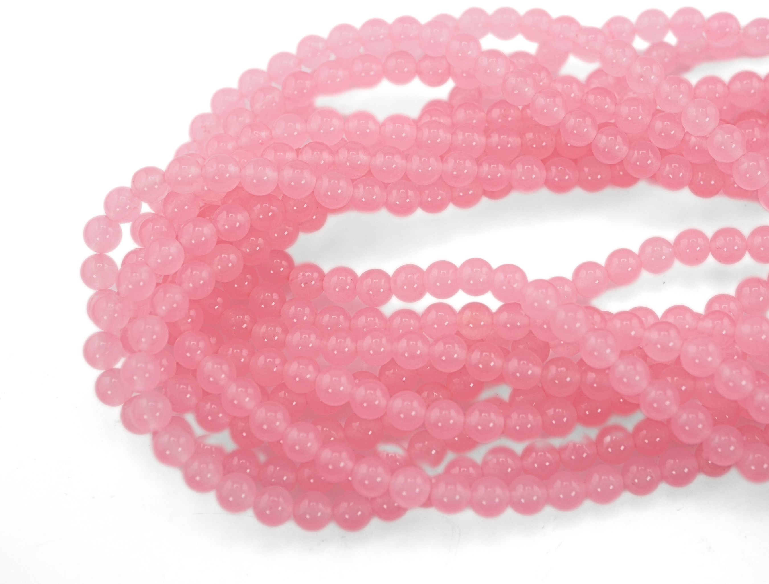 Pink Chalcedony Smooth Round Shape Gemstone Strand Beads