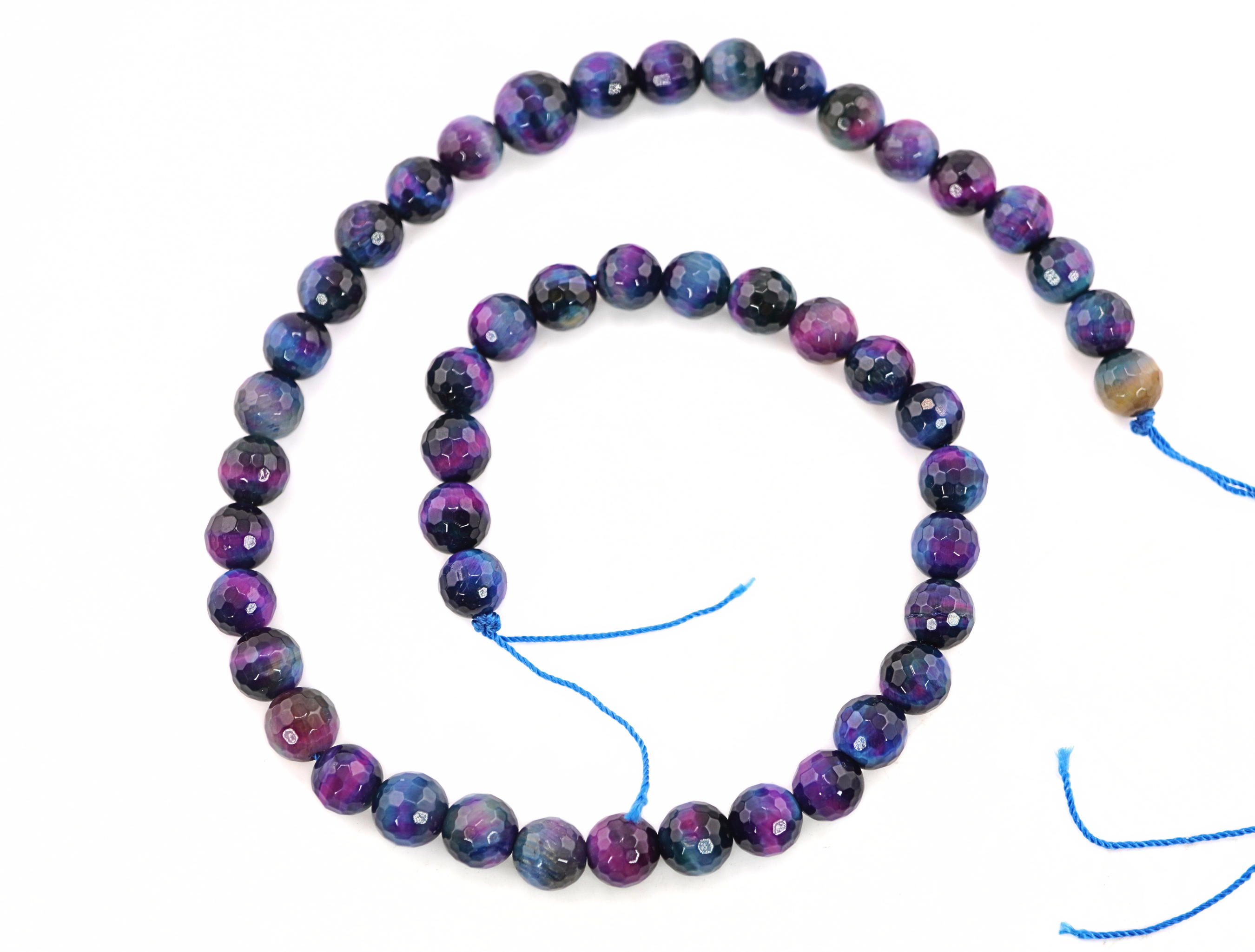 Galaxy Tiger Eye Faceted Round Beads strand