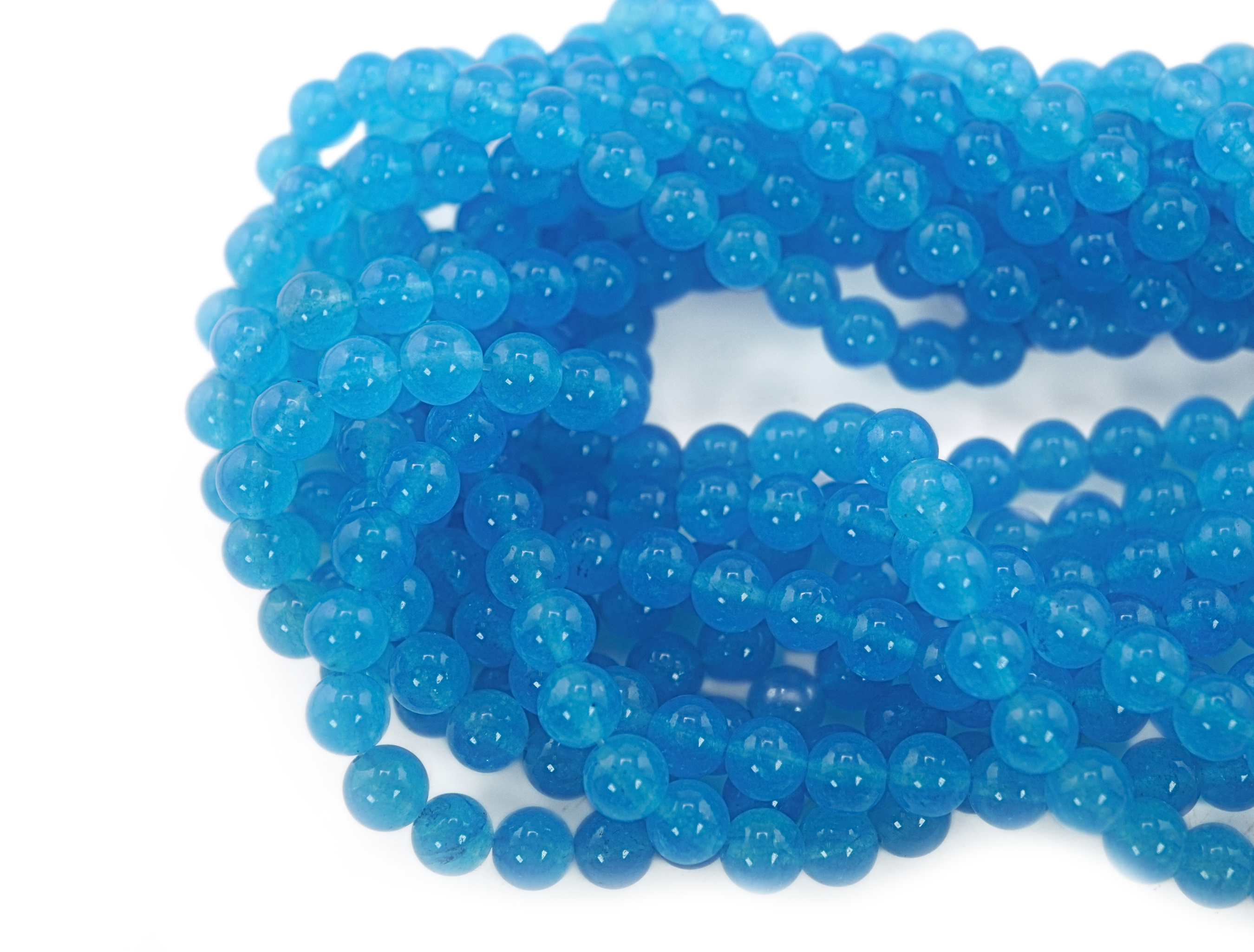 Blue Chalcedony Smooth Round Shape Loose Gemstone Strand Beads