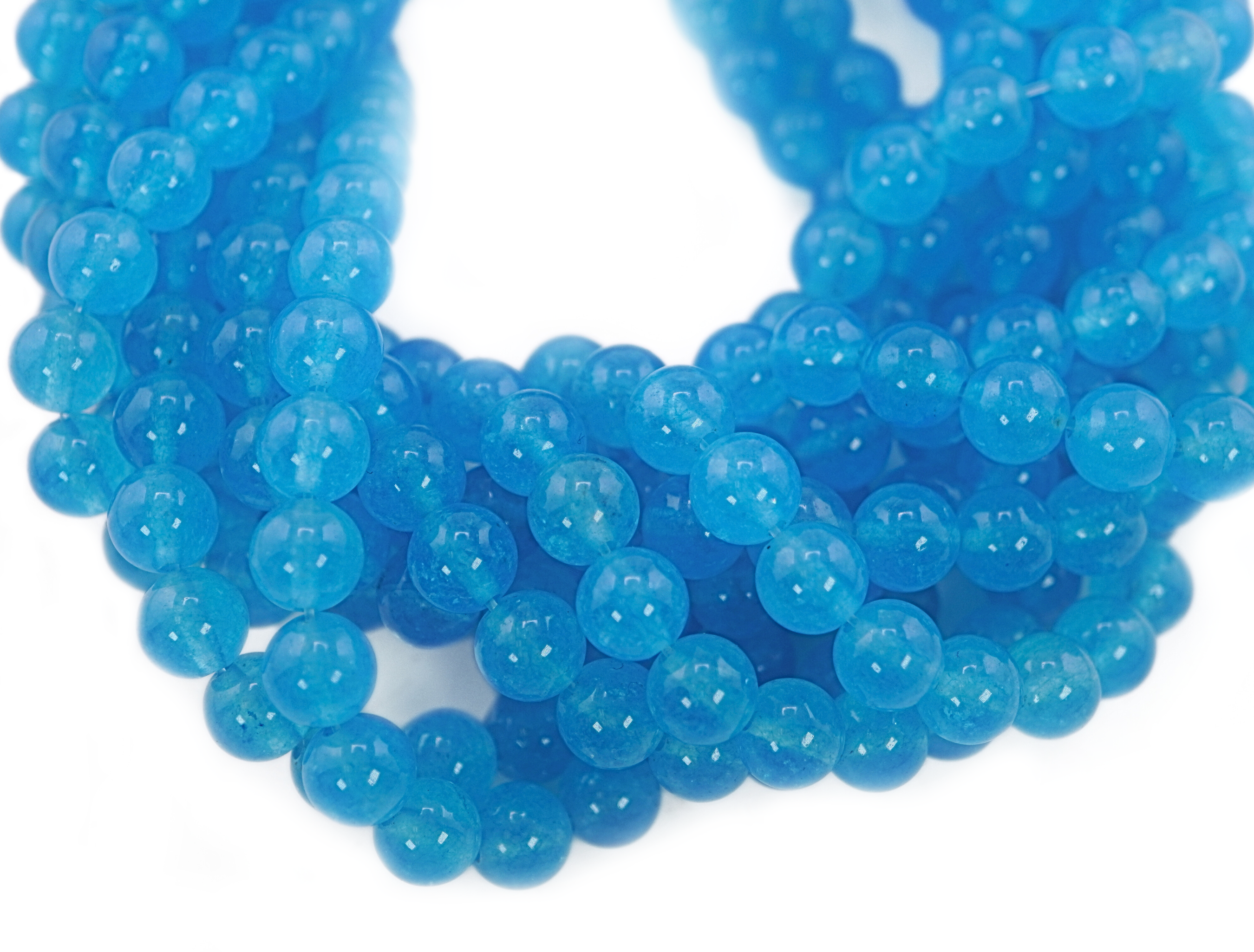Blue Chalcedony Smooth Round Shape Loose Gemstone Strand Beads
