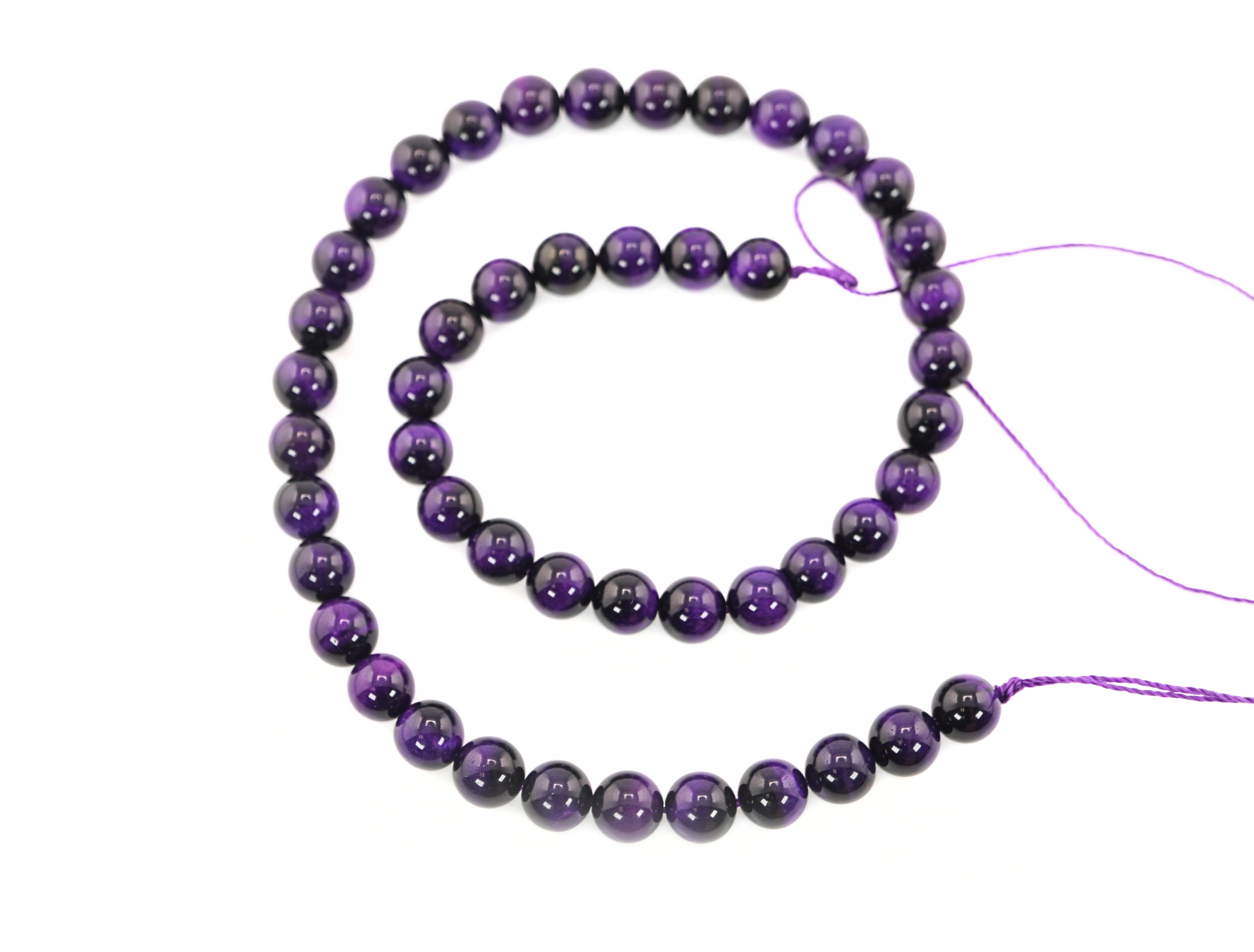 Purple Tiger Eye Smooth Round Shape Gemstone Strand Beads