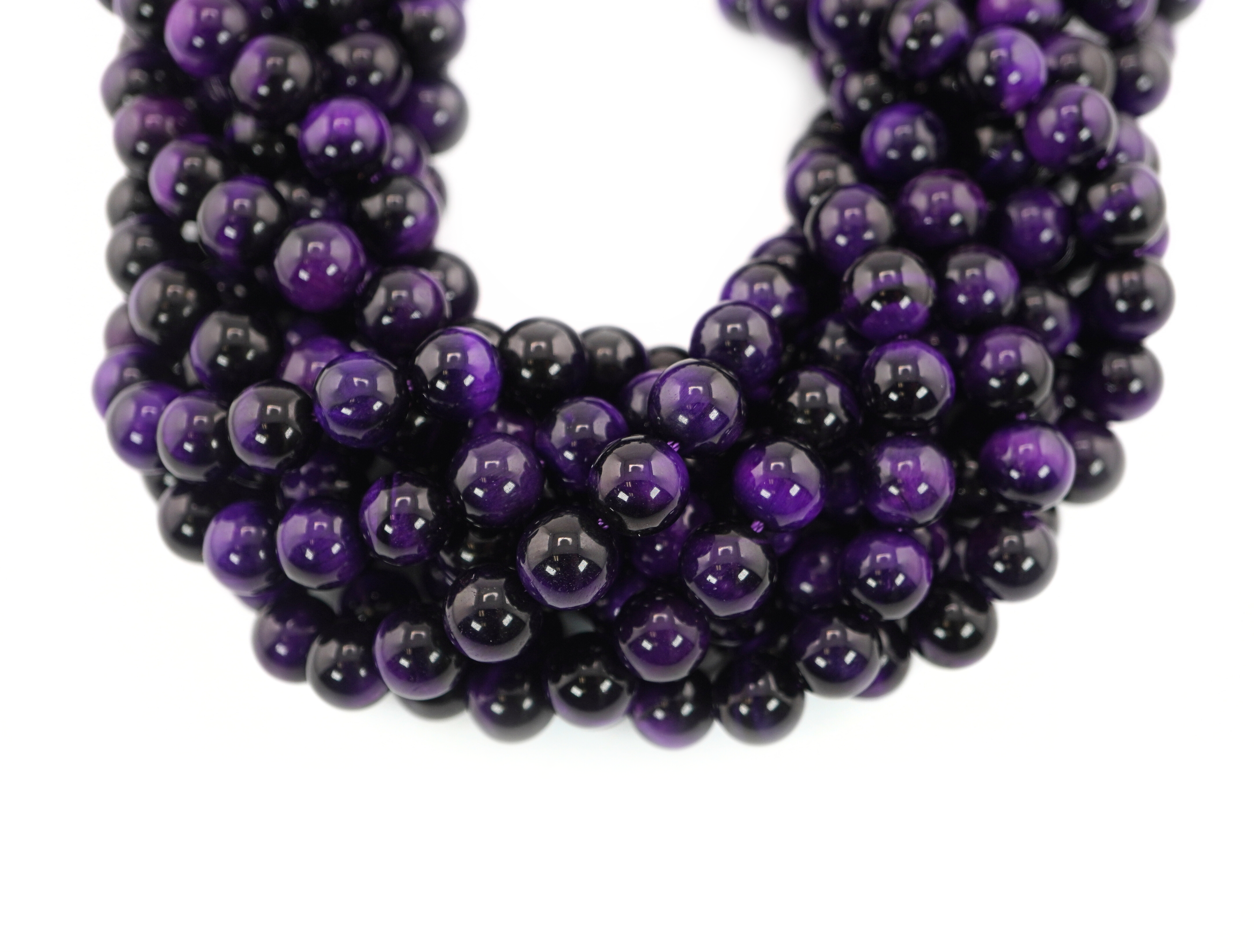 Purple Tiger Eye Smooth Round Shape Gemstone Strand Beads