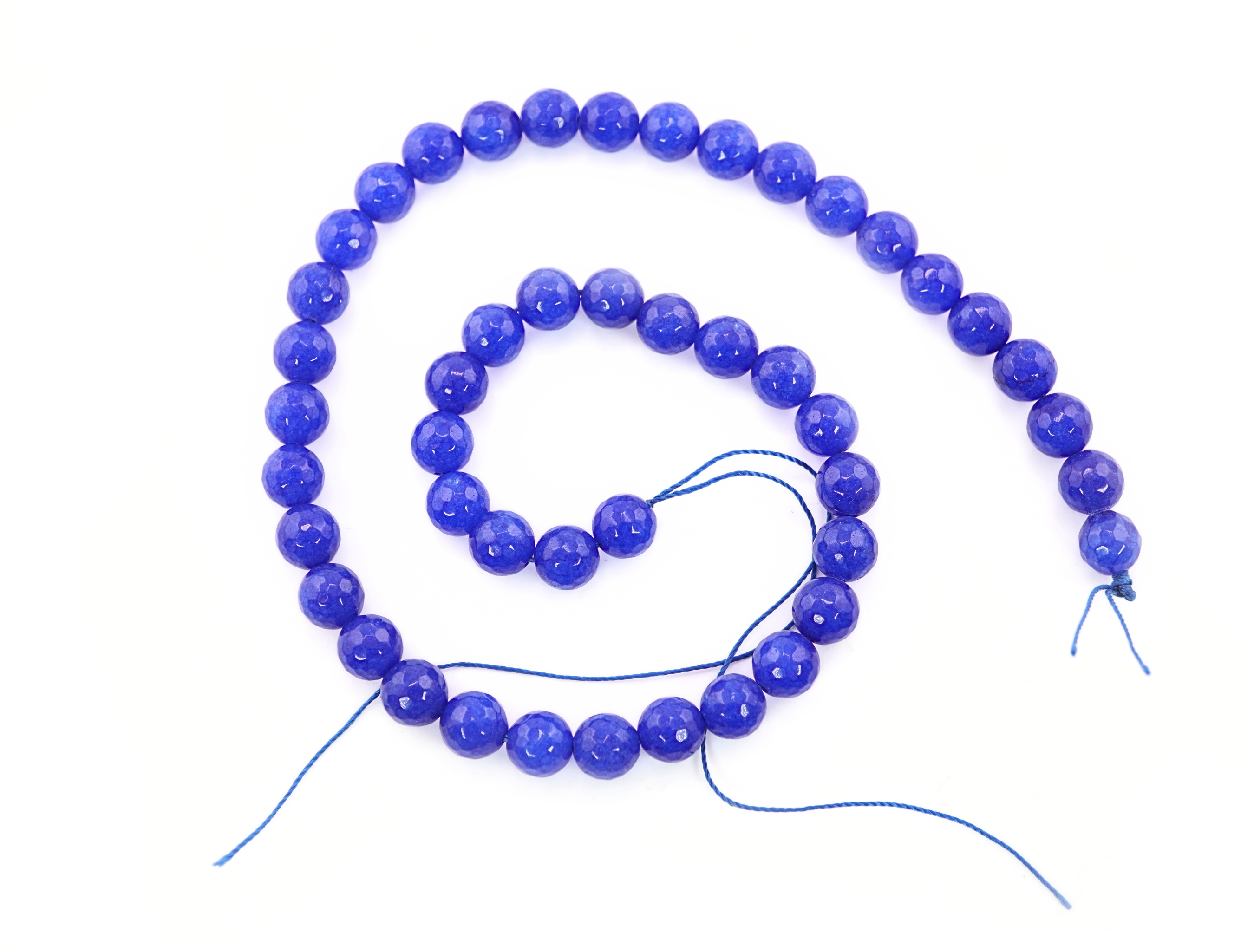 Blue Jade Faceted Round Shape Gemstone Strand Beads