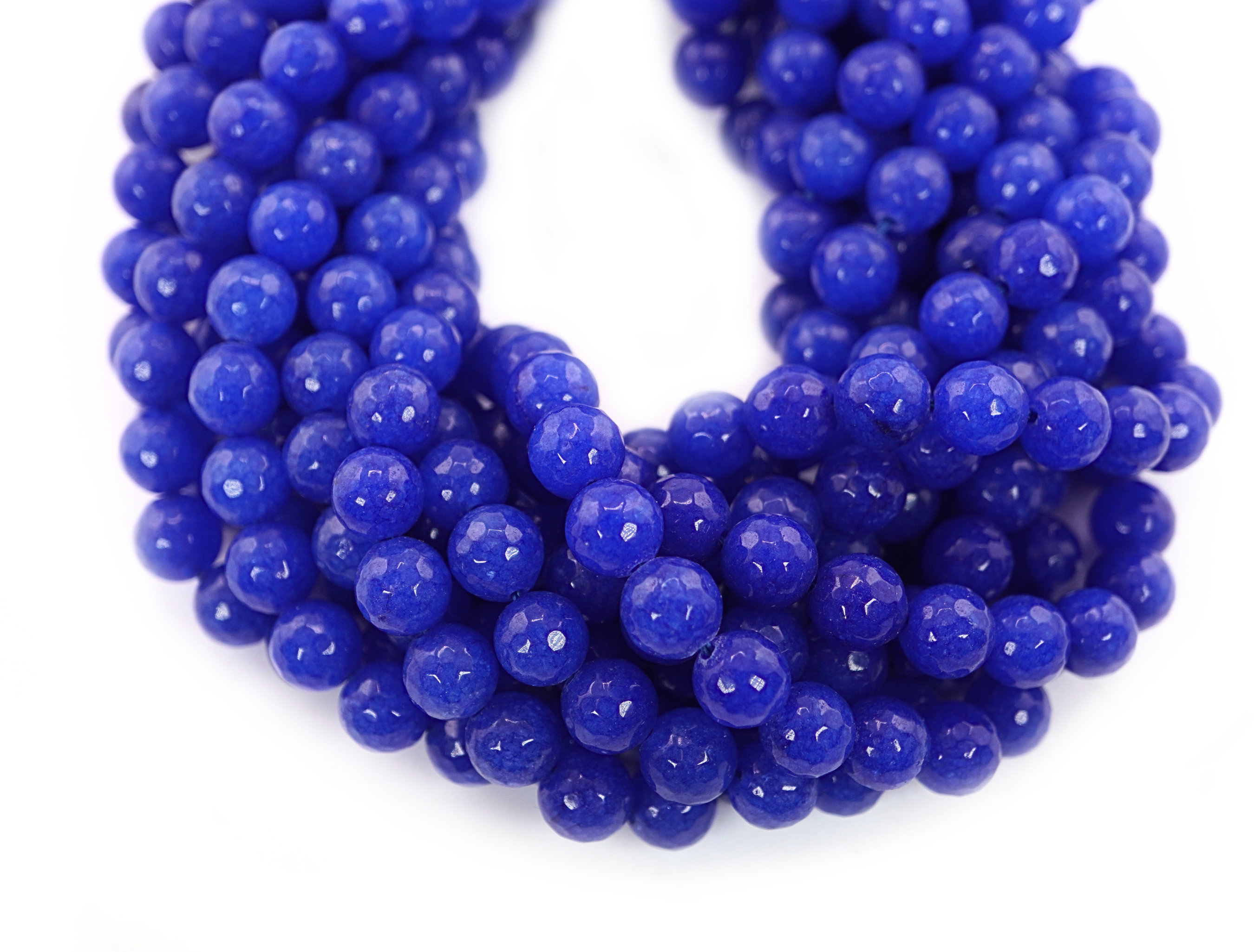 Blue Jade Faceted Round Shape Gemstone Strand Beads