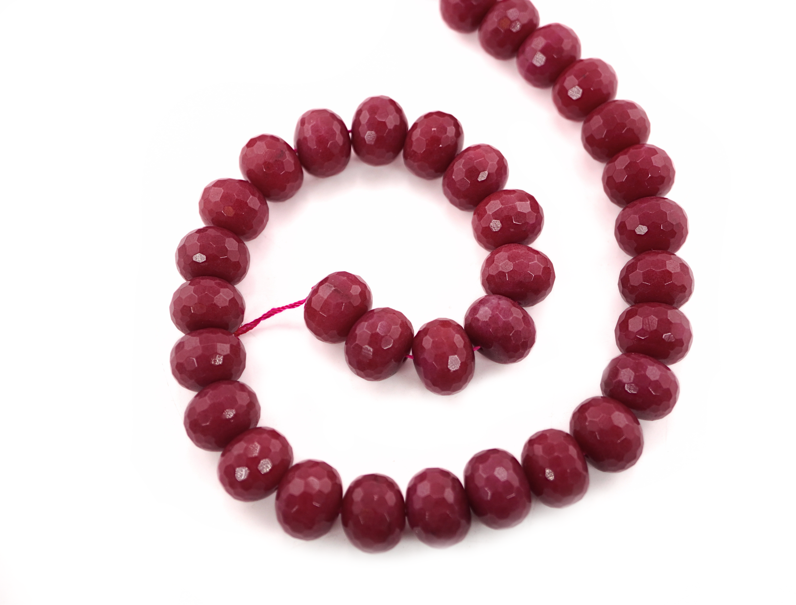 Dyed Corundum Ruby Faceted Rondelle Gemstone Strand Beads