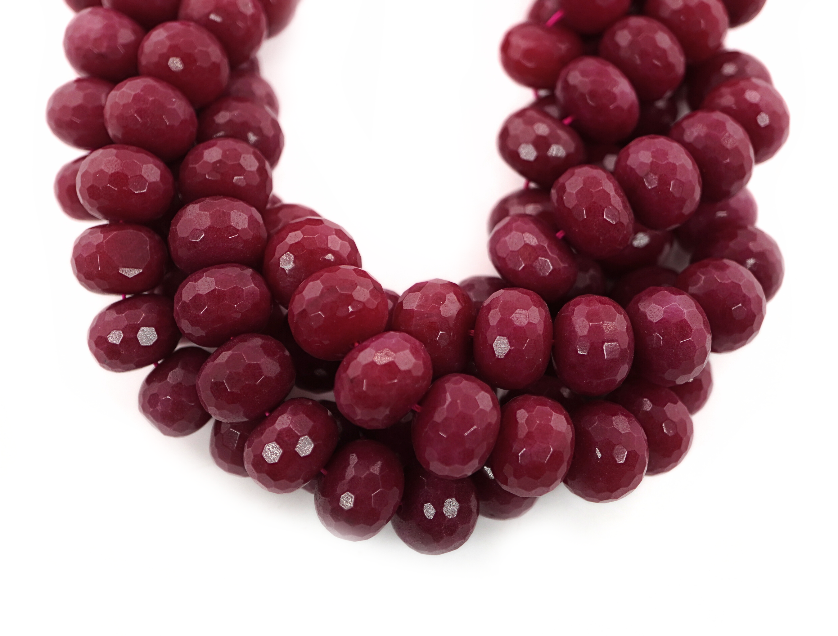 Dyed Corundum Ruby Faceted Rondelle Gemstone Strand Beads