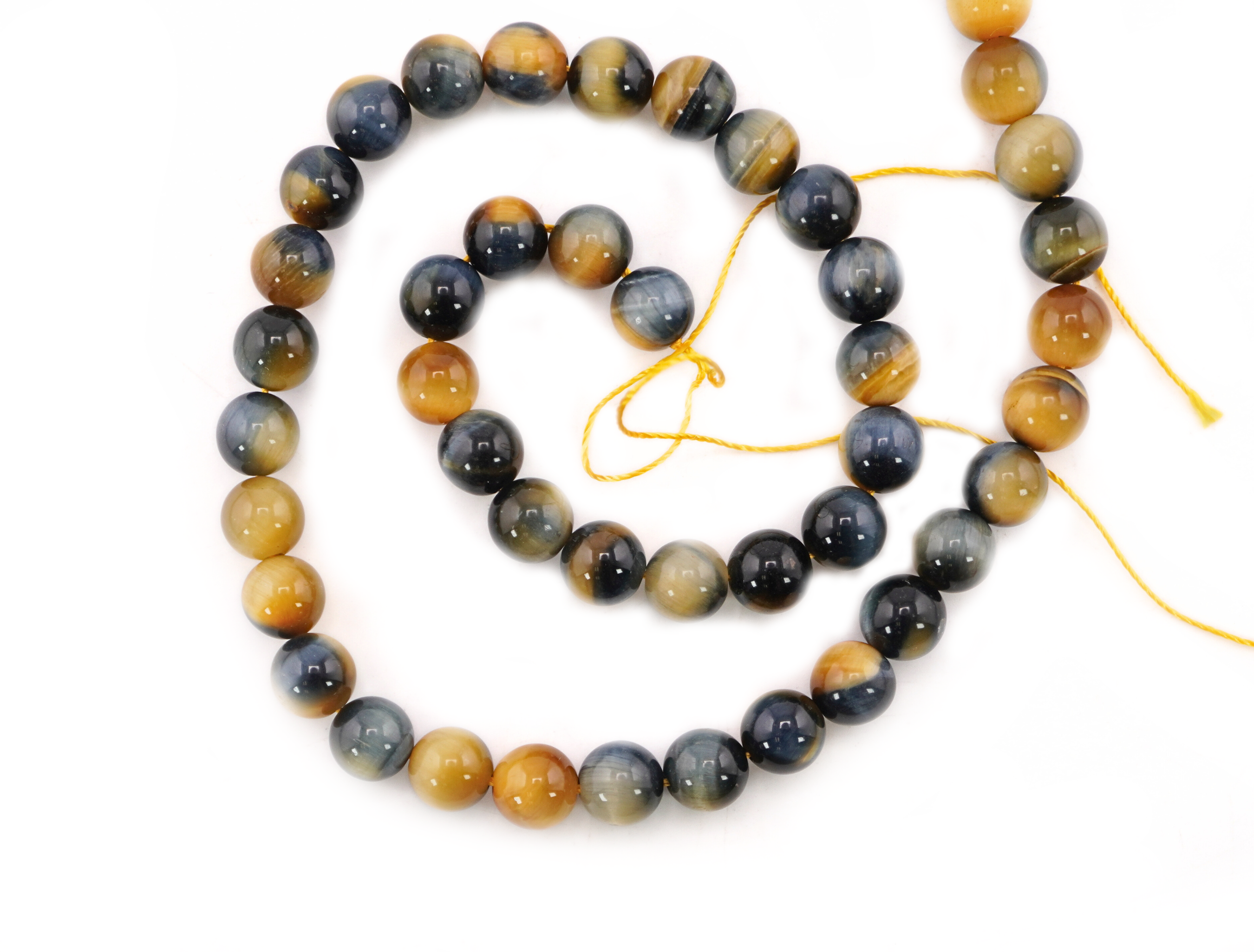 Yellow Tiger Eye Smooth Round Shape Gemstone Strand Beads