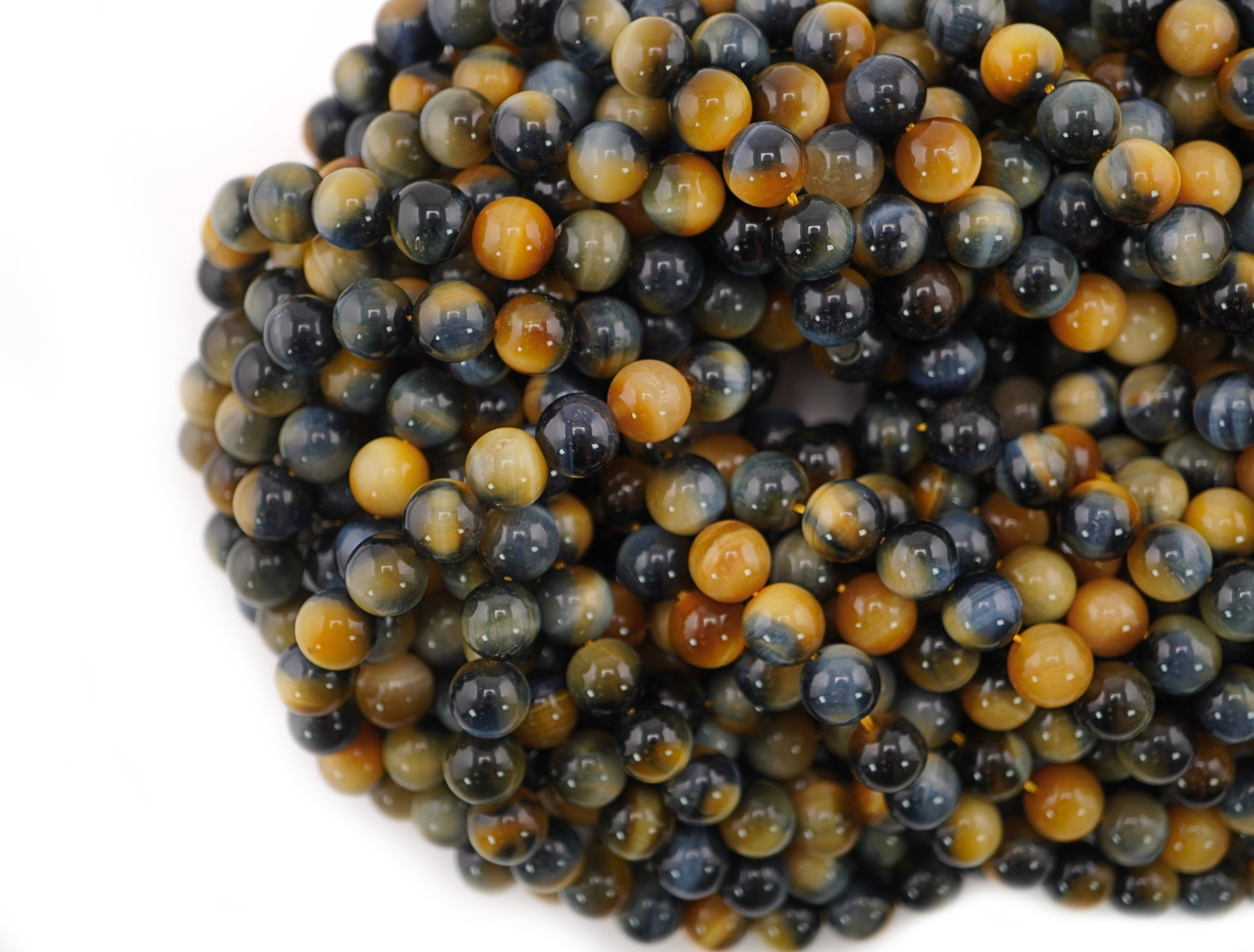 Yellow Tiger Eye Smooth Round Shape Gemstone Strand Beads