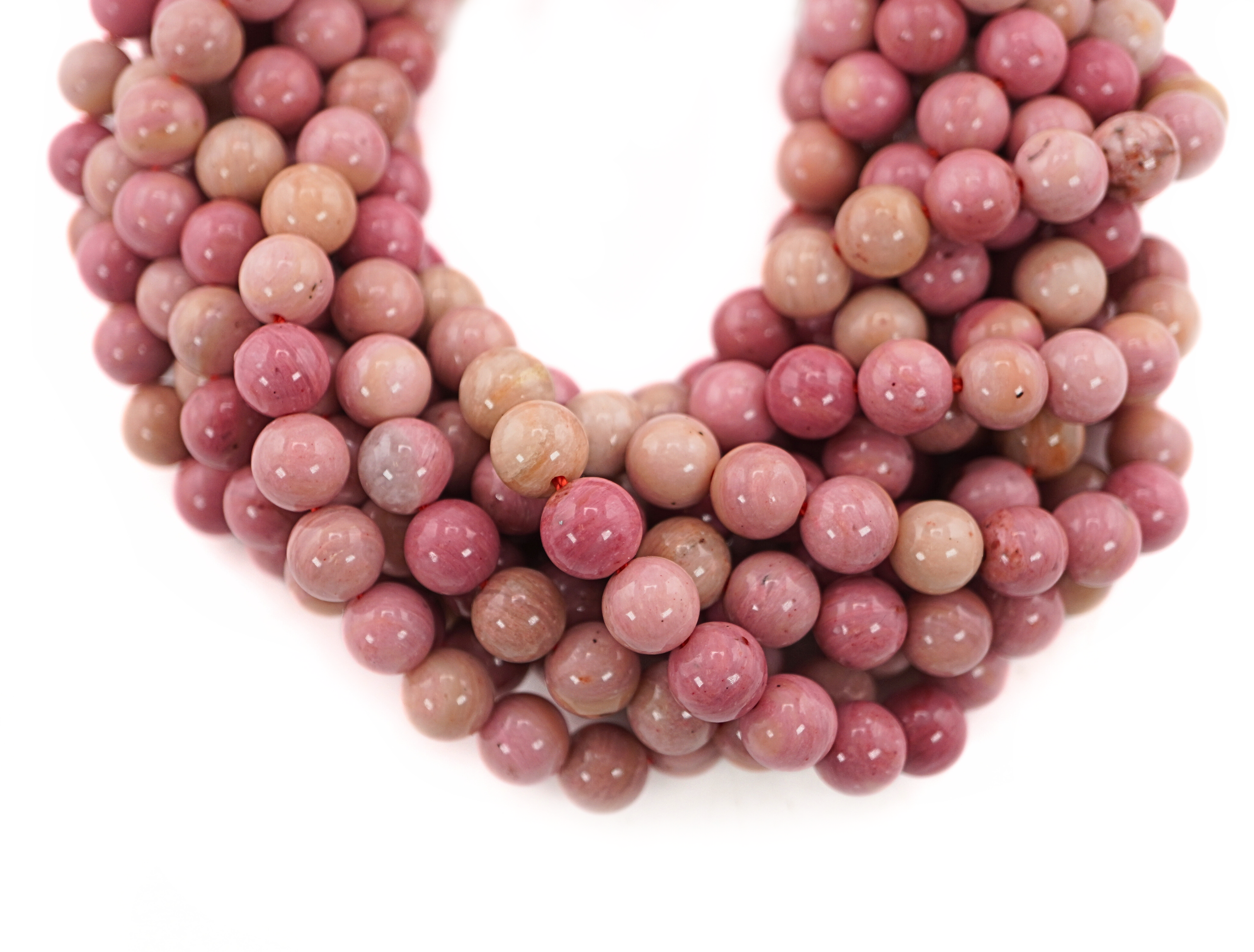 Pink Rhodonite Smooth  Round Shape Gemstone Strand Beads