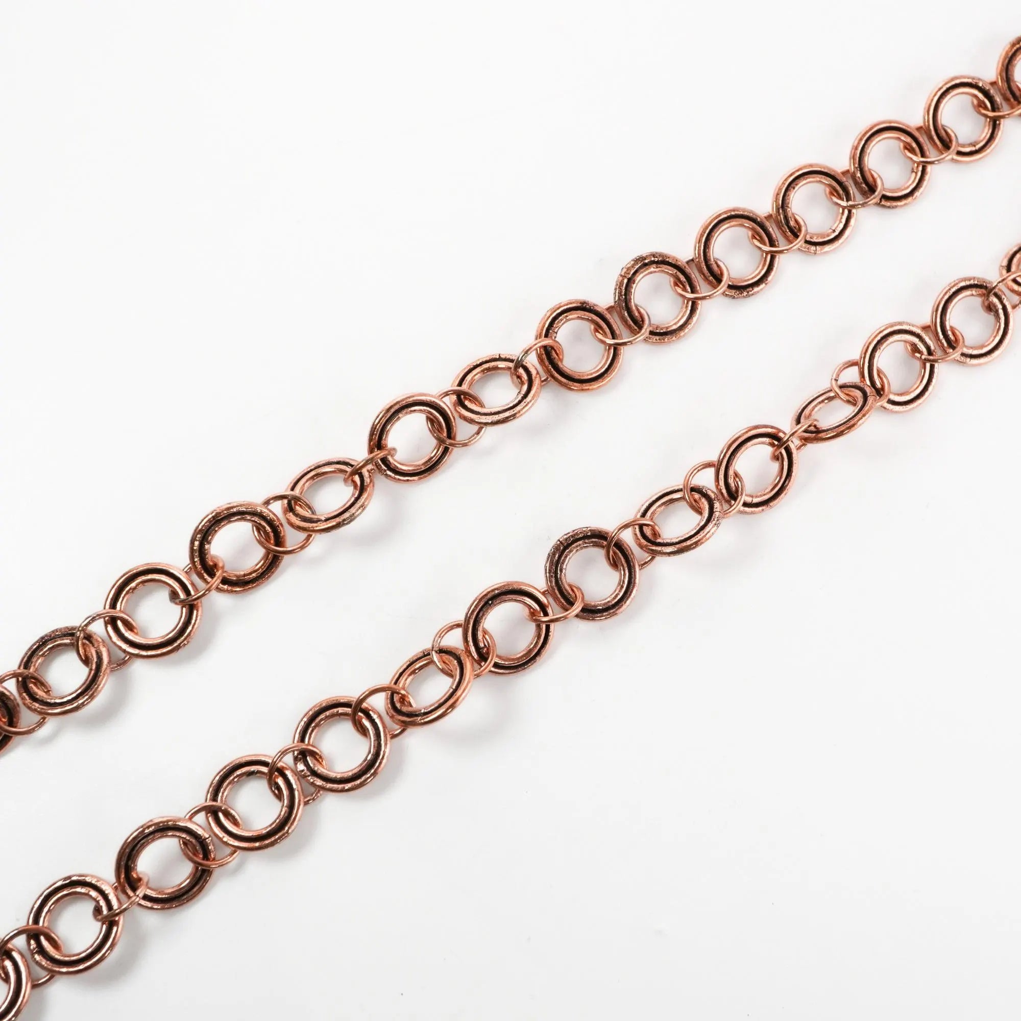 Antique Copper Round Shape Boho Vintage Organic Findings Link Chain