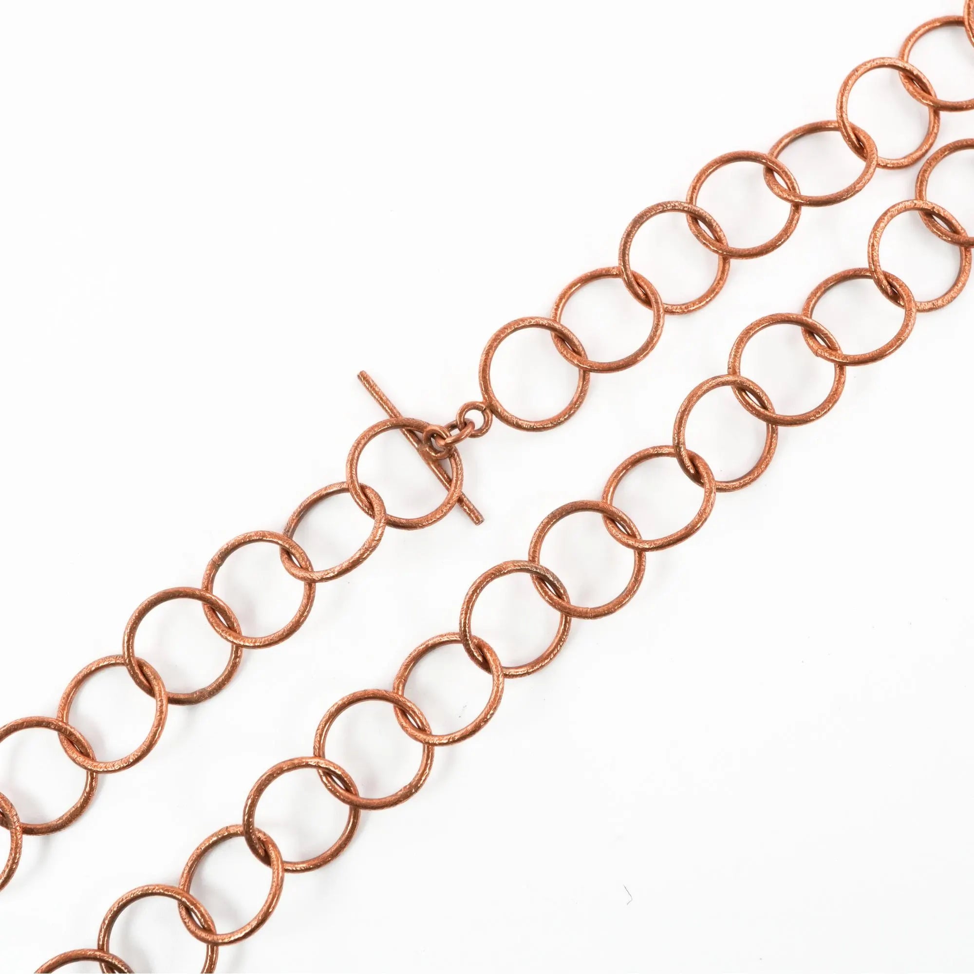 Antique Copper Round Shape Vintage Findings Link Chain Necklace